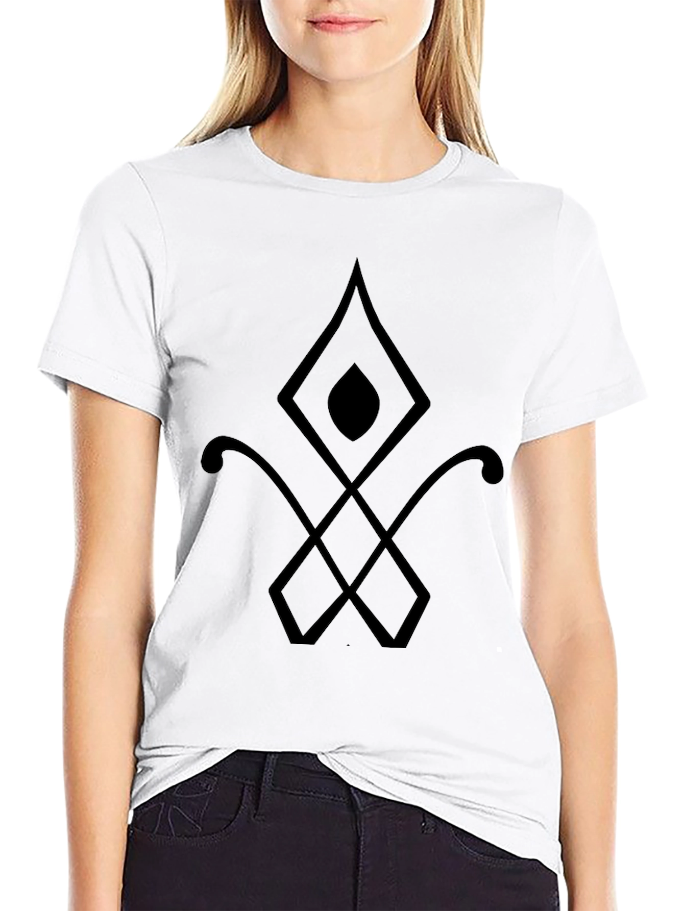 Black Men's Black Graphic Tee - Abstract Symbol Design view 9
