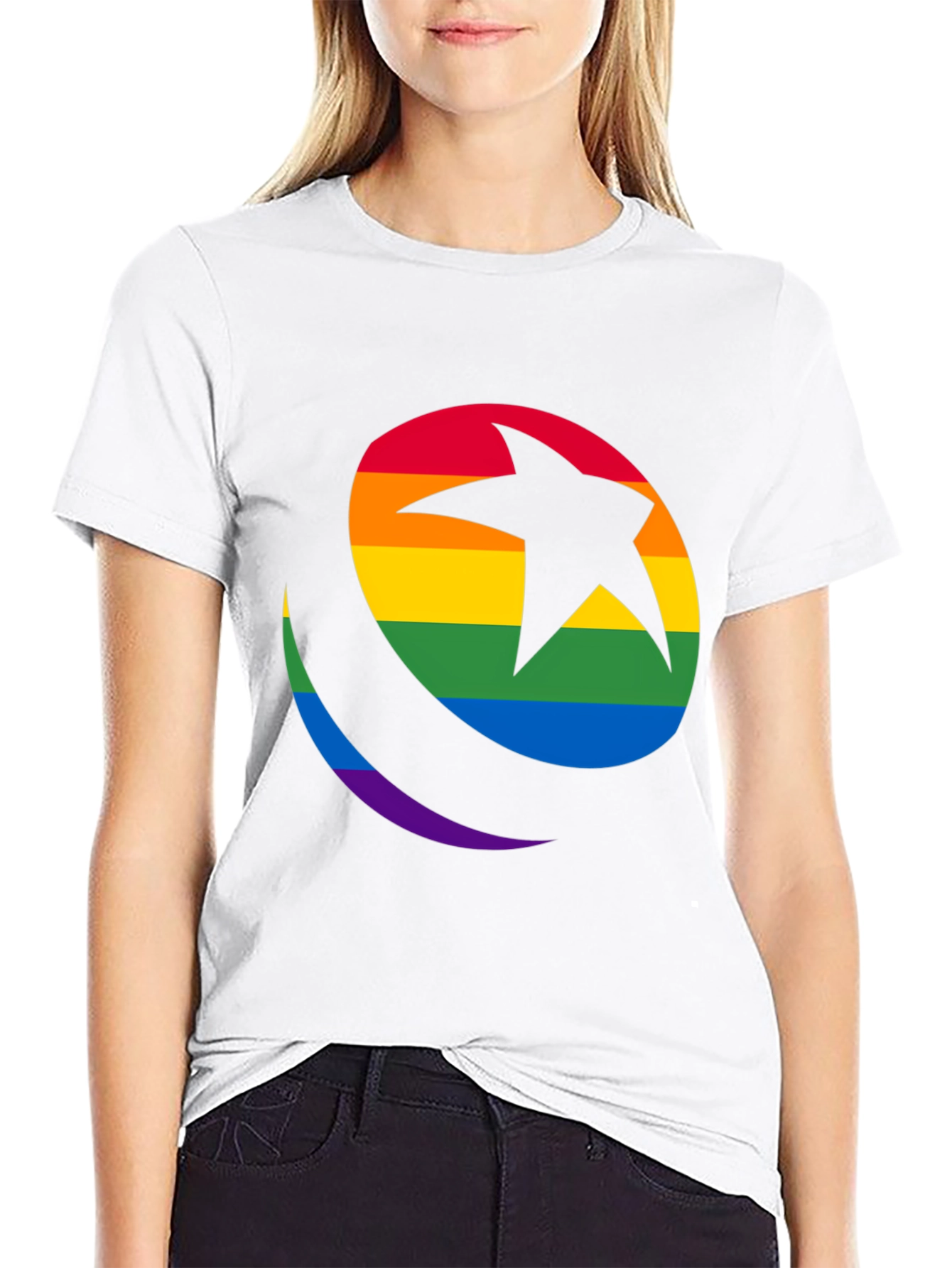 Black Rainbow Star & Crescent Black T-Shirt view 9