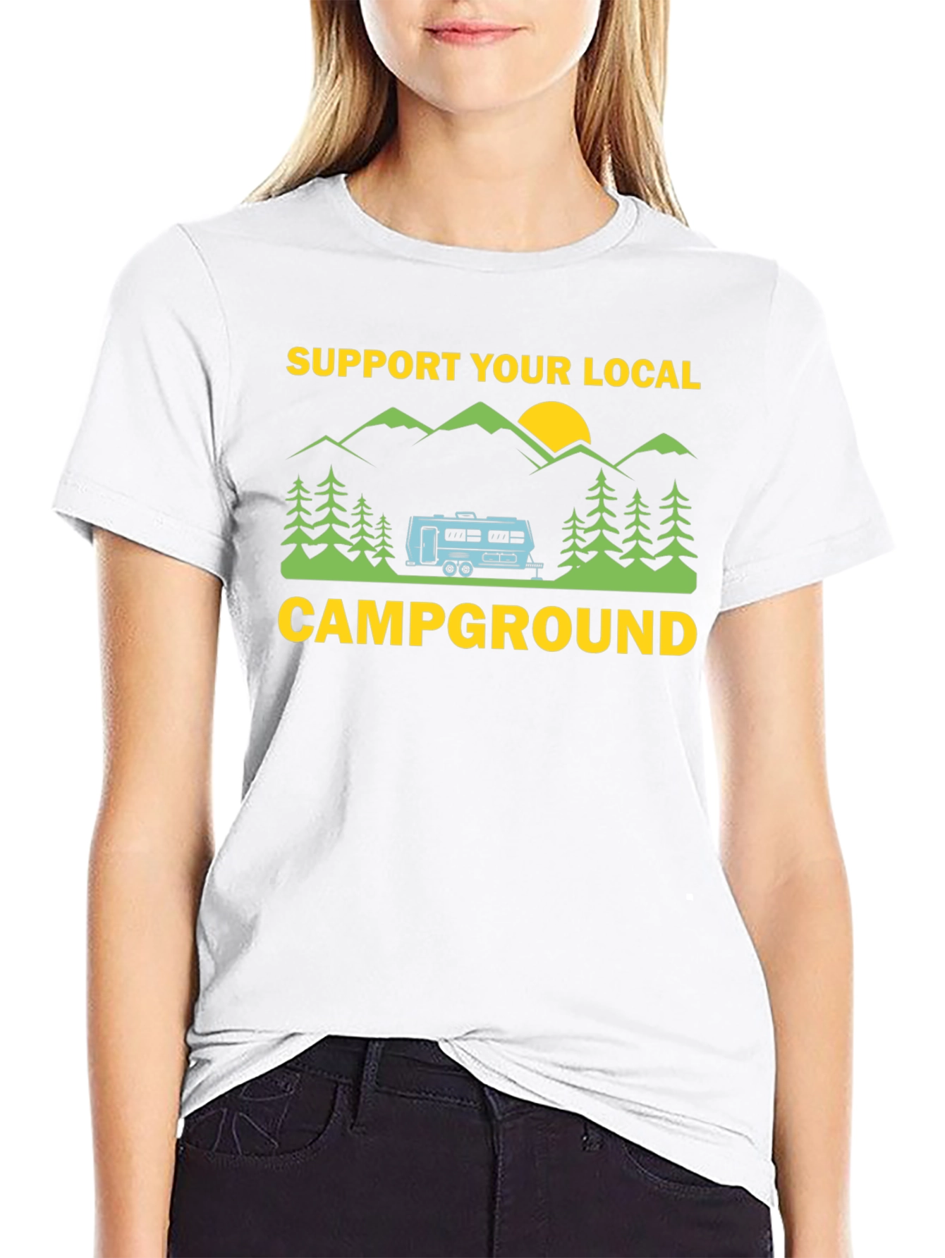 Black Support Your Local Campground Graphic Tee view 9