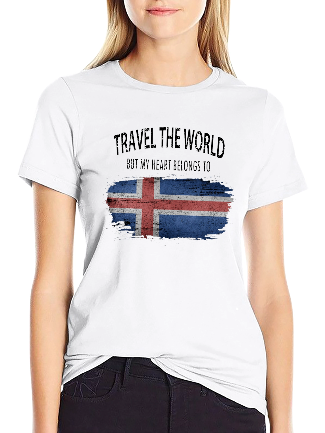Black Iceland Flag Travel T-Shirt view 9
