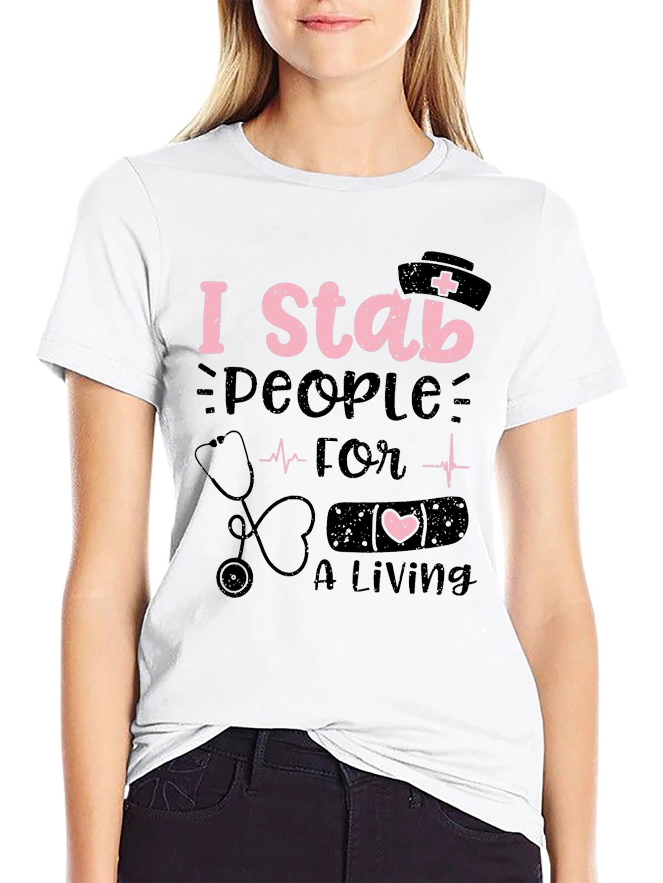 Black Nurse Humor T-Shirt - I Stab People For A Living view 9