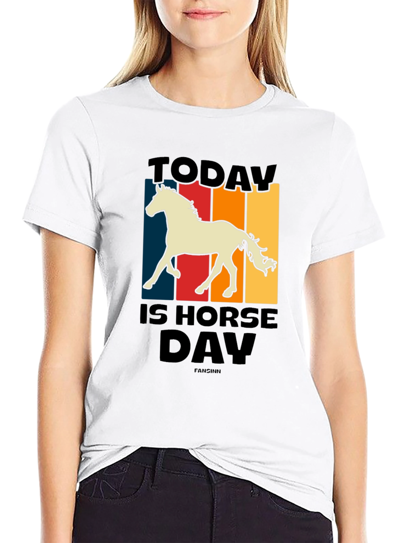 Black Today Is Horse Day Retro Graphic Tee view 9