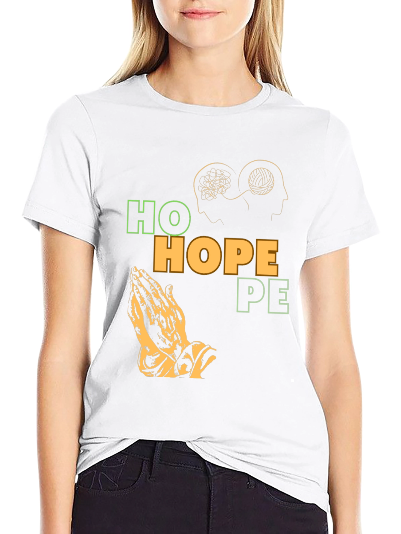 Black Hope Graphic T-Shirt, Unique Praying Hands Design view 9