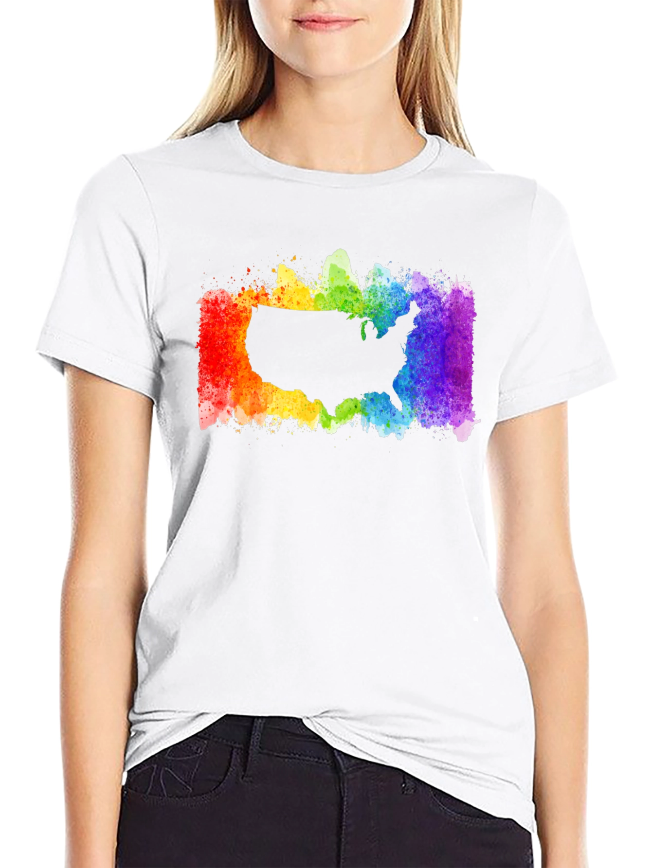 Black USA Rainbow Pride T-Shirt view 9
