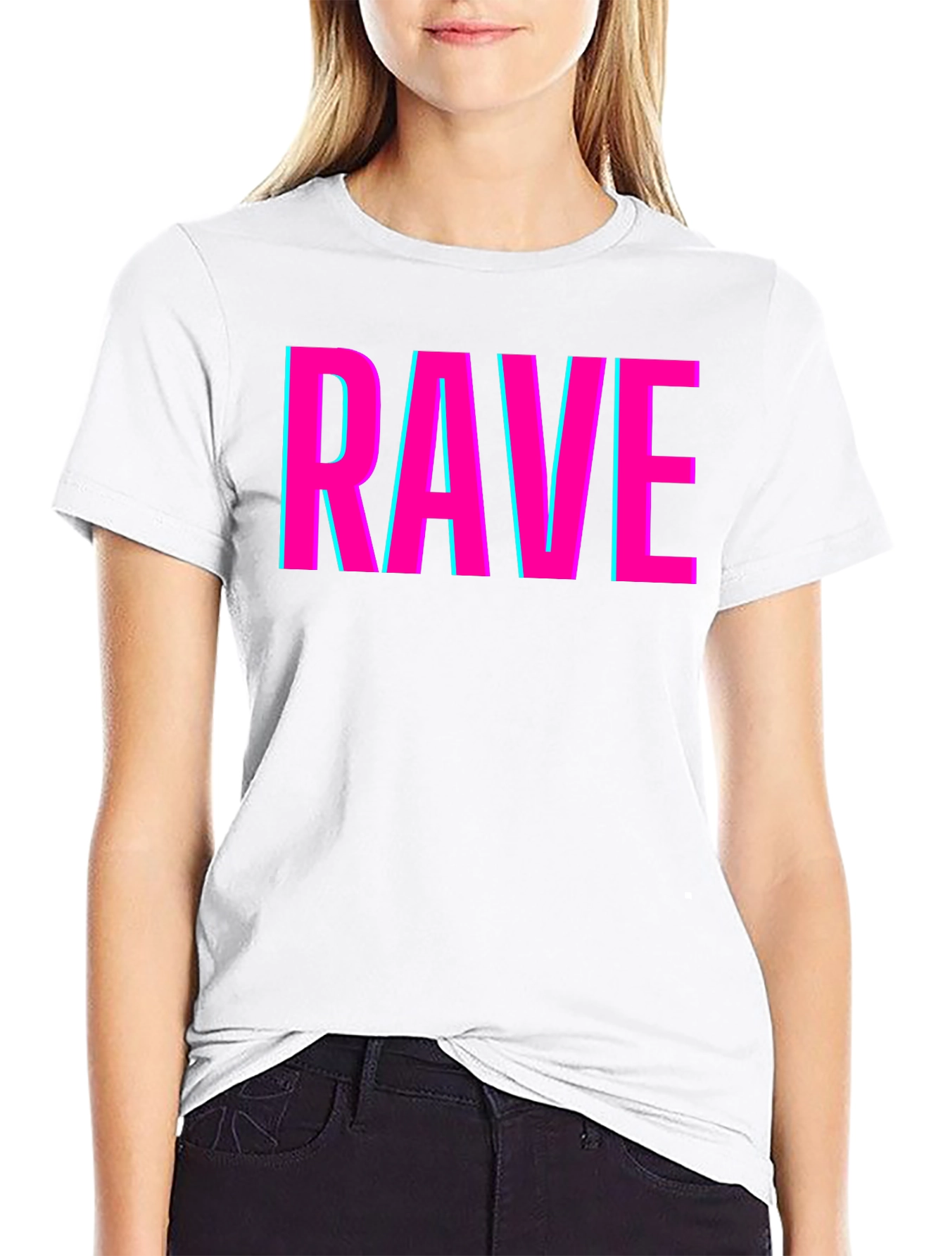 Black Rave Graphic Tee - Neon Pink & Blue view 9