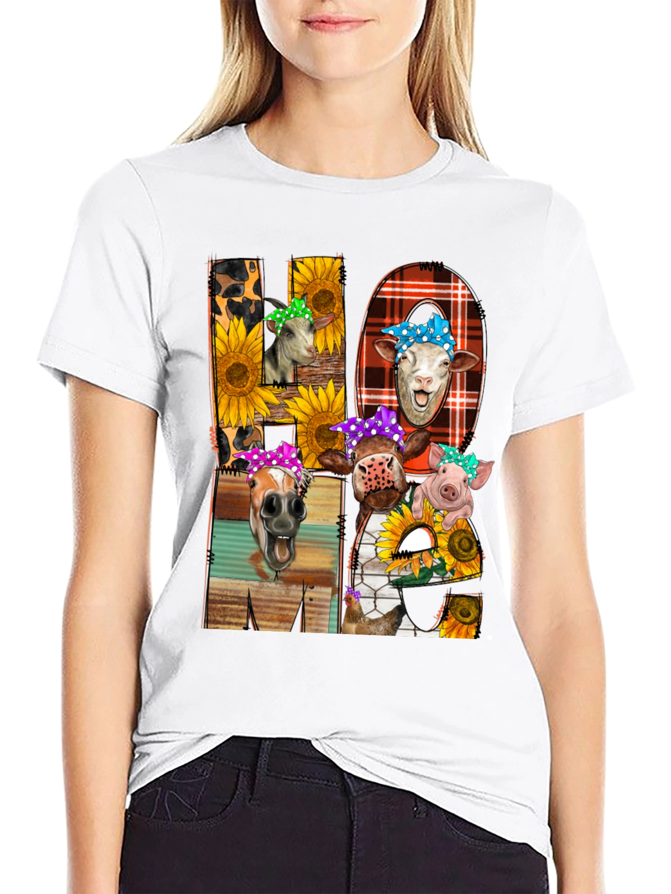 Black Farm Animal Mama T-Shirt - Cute Graphic Tee view 9