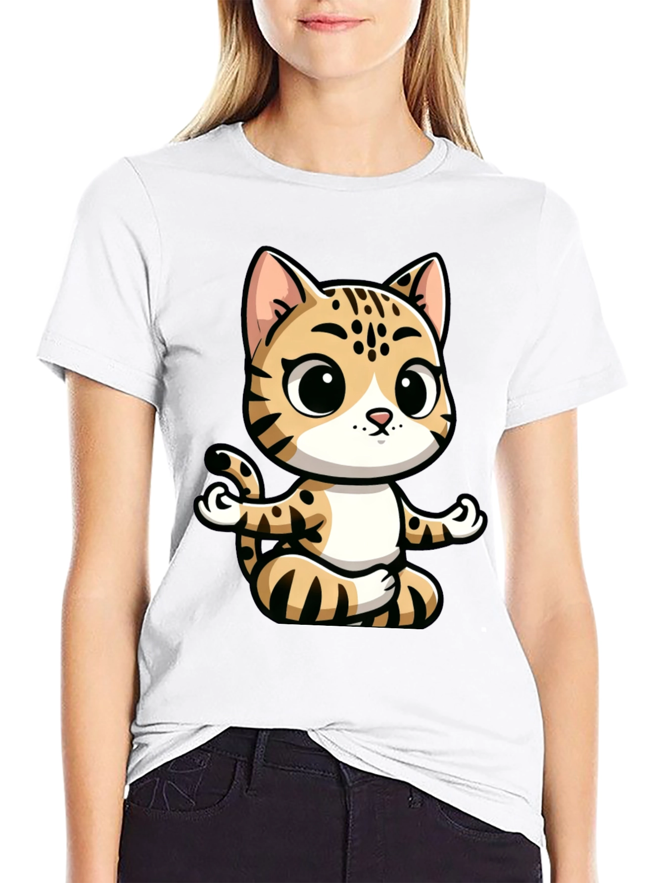 Black Yoga Cat Graphic Tee view 9