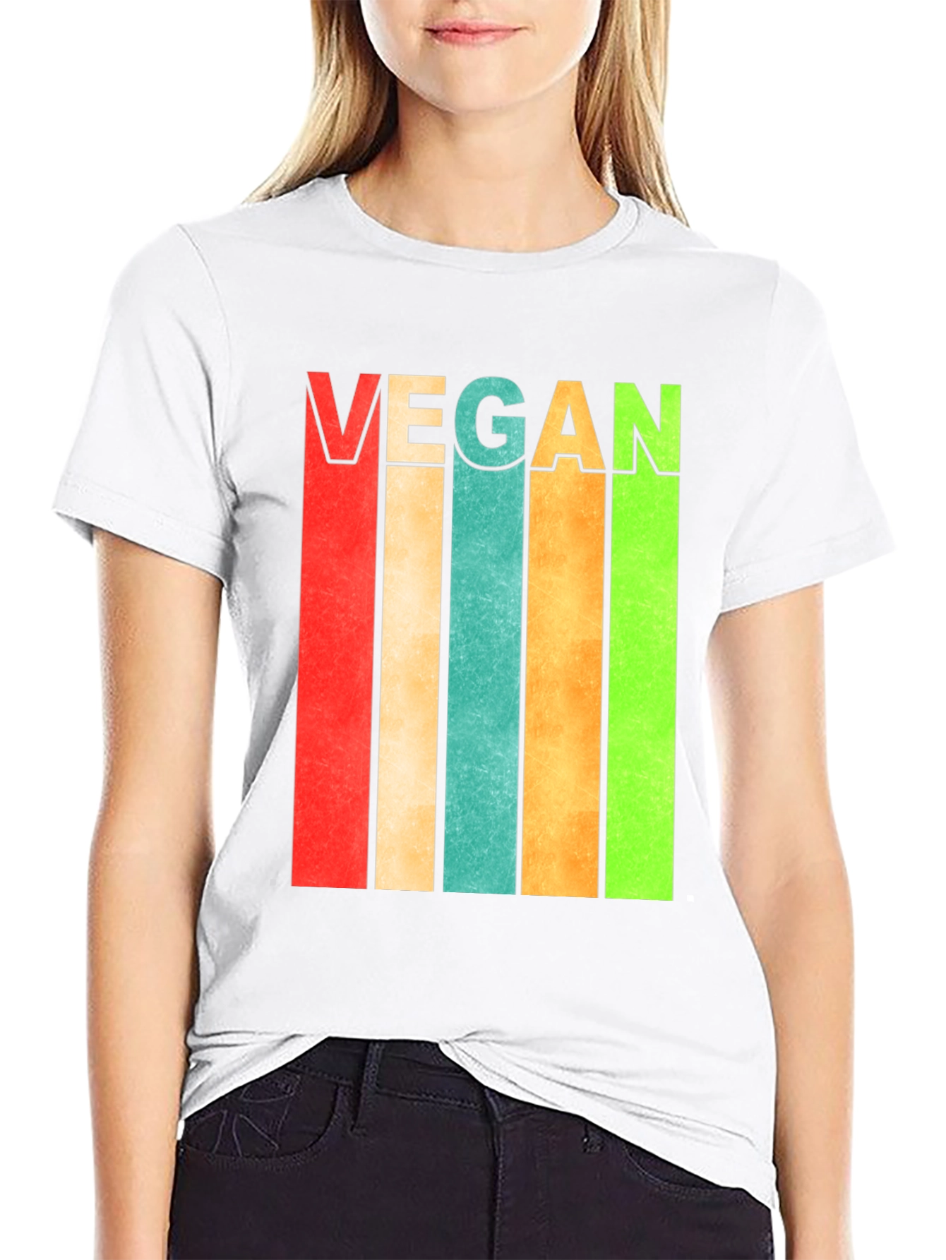 Black Retro Vegan Striped T-Shirt - Bold Statement Tee view 9
