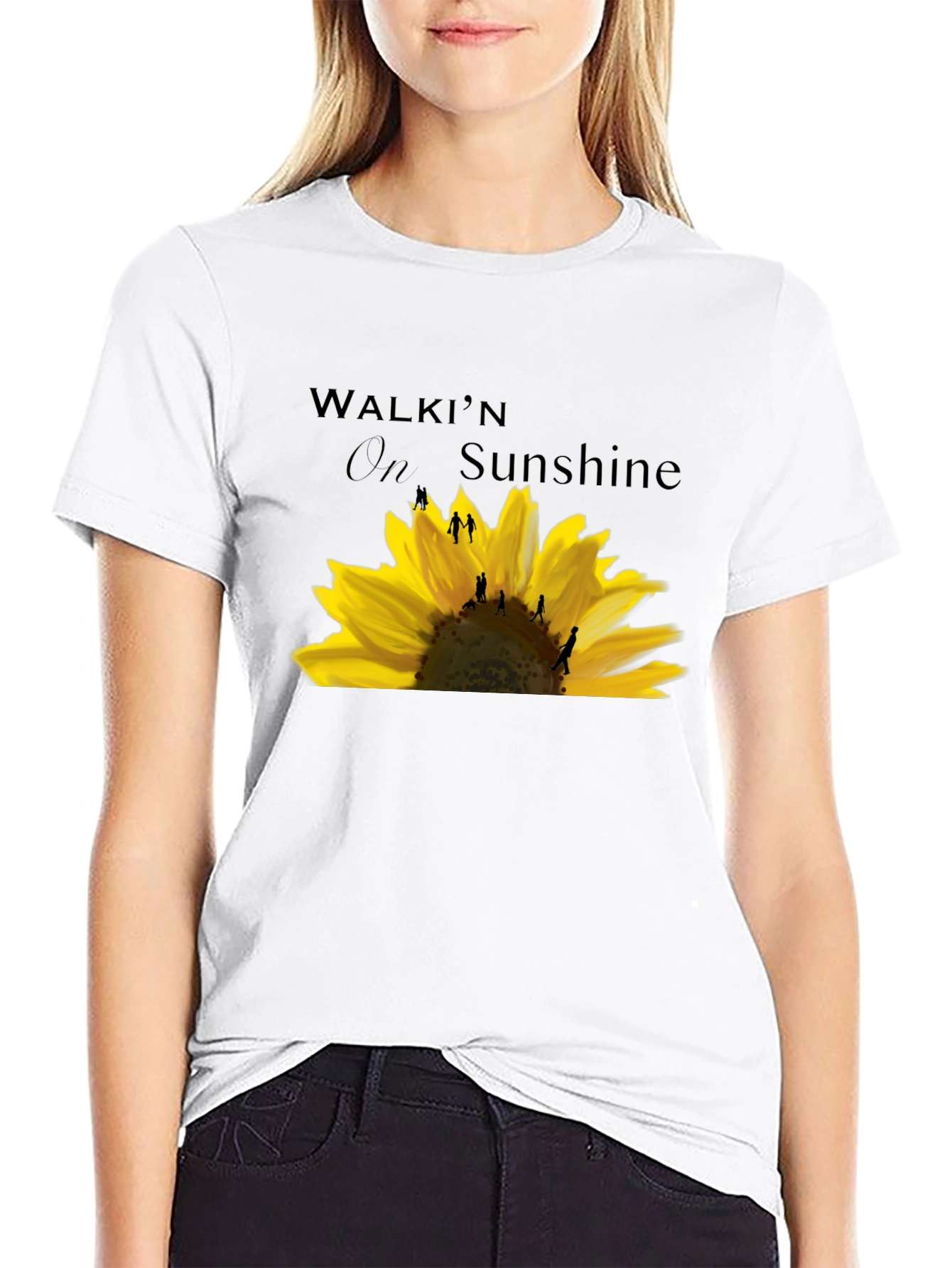 Black Walkin' on Sunshine Sunflower Graphic T-Shirt view 9