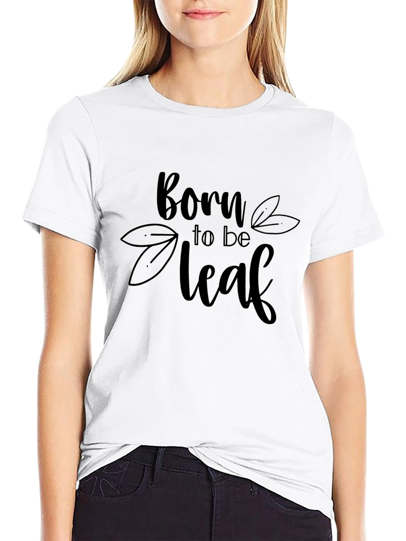 Black Born to be Leaf T-Shirt - Soft Cotton Tee view 9