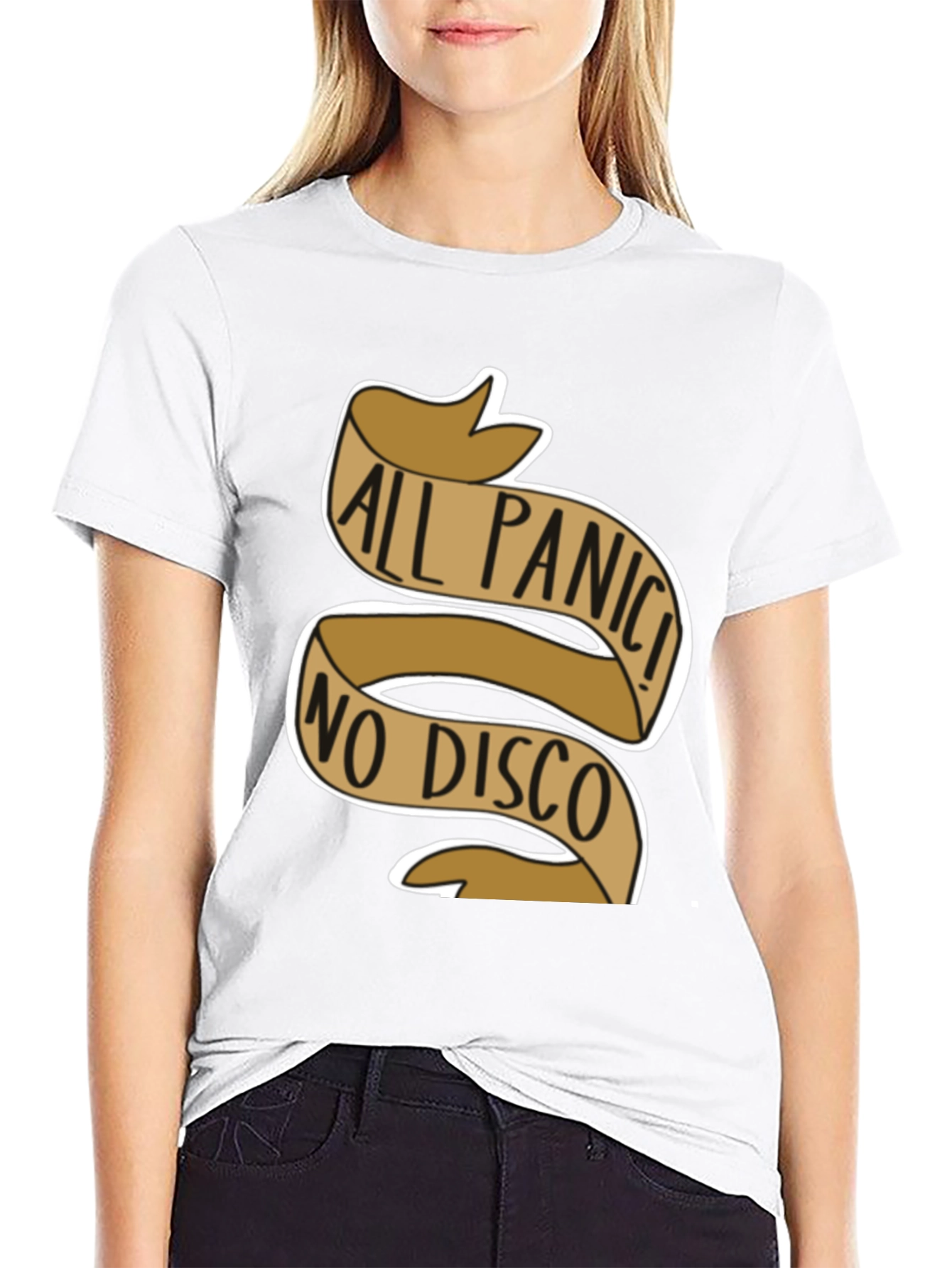 Black All Panic No Disco Graphic T-Shirt view 9
