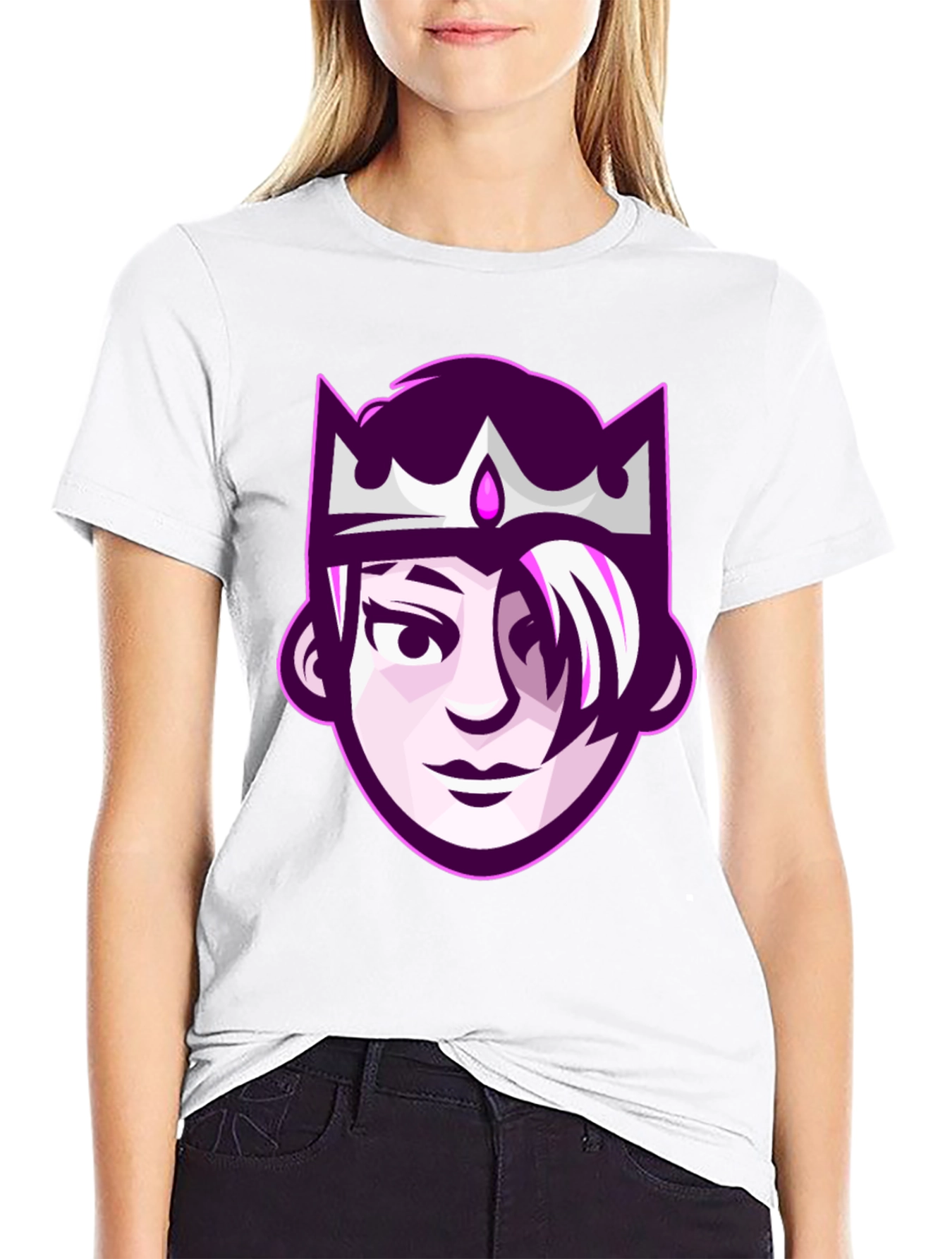 Black Queen Cartoon Graphic Tee - Black Unisex T-Shirt view 9