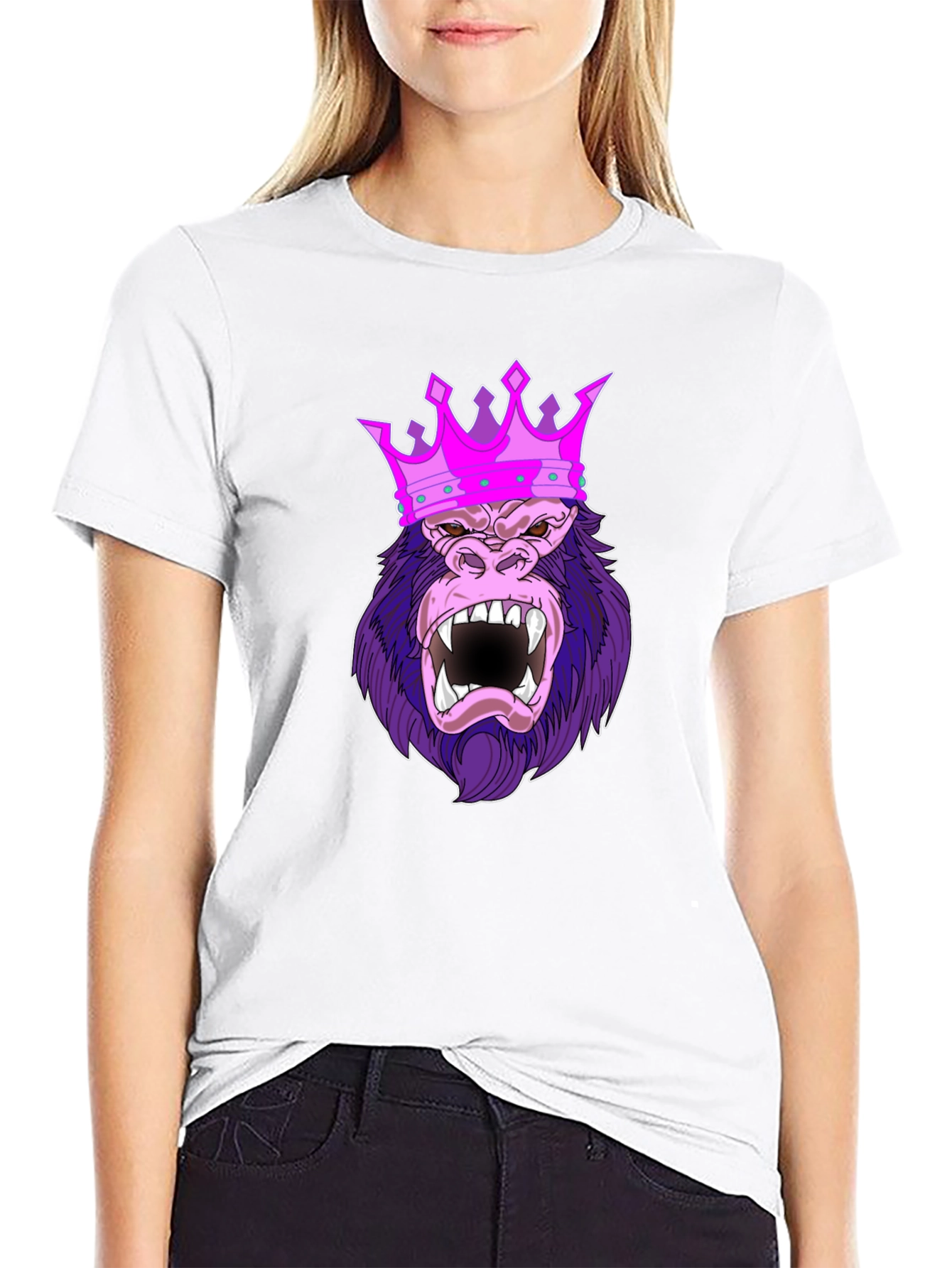 Black King Kong T-Shirt - Gorilla Crown Graphic Tee view 9