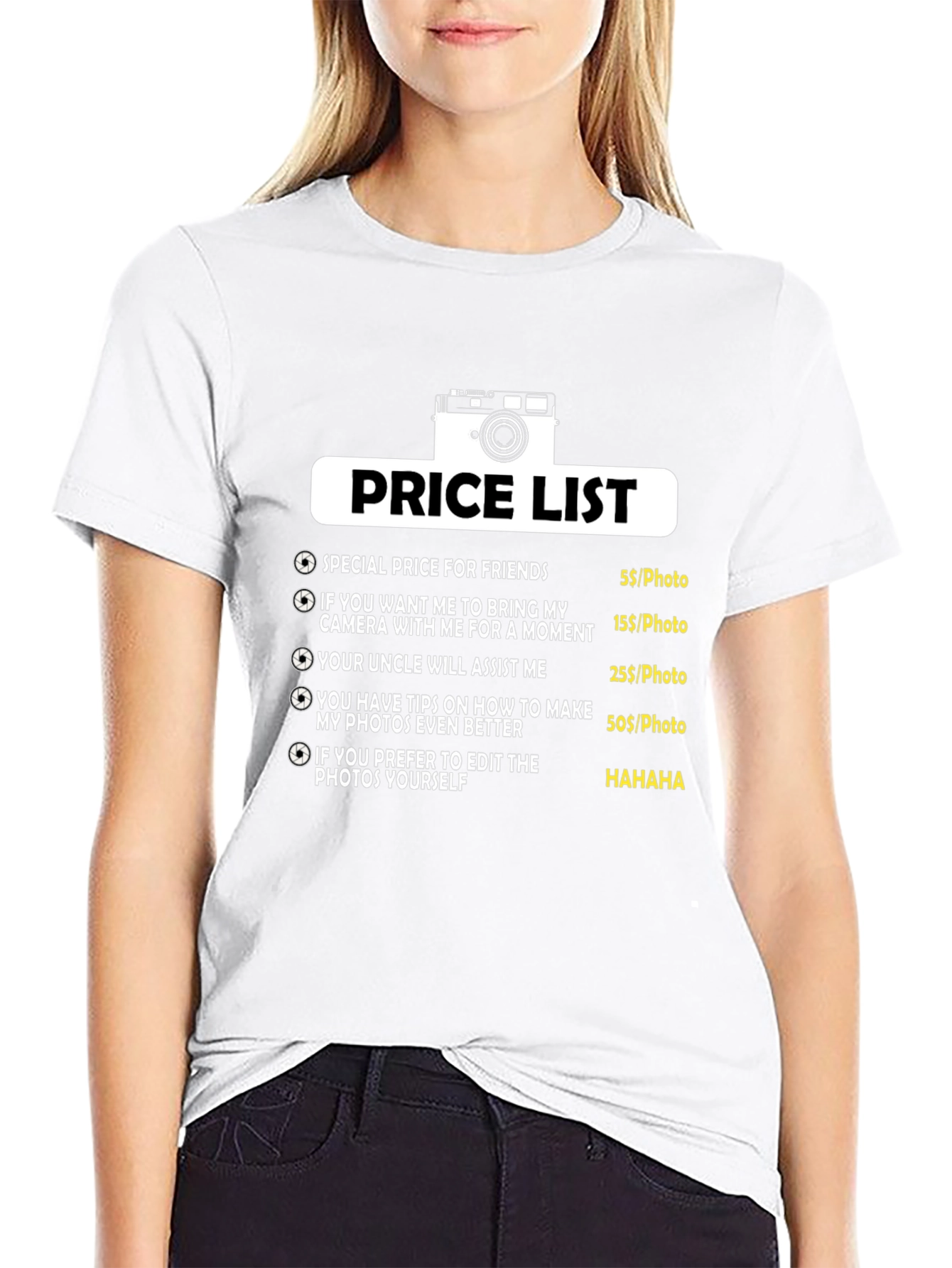 Black Funny Photographer Price List T-Shirt view 9