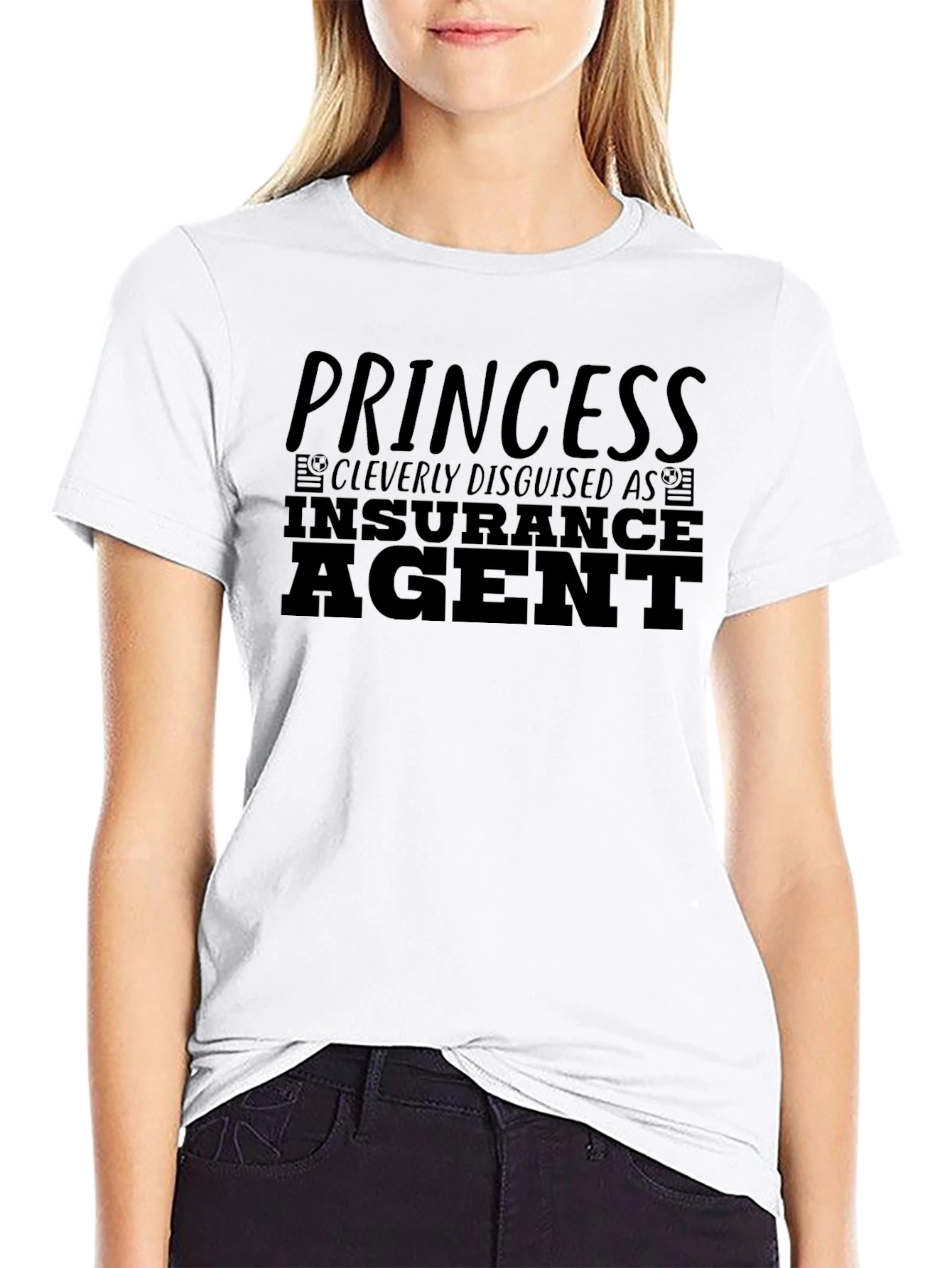 Black Princess Insurance Agent Black T-Shirt view 9