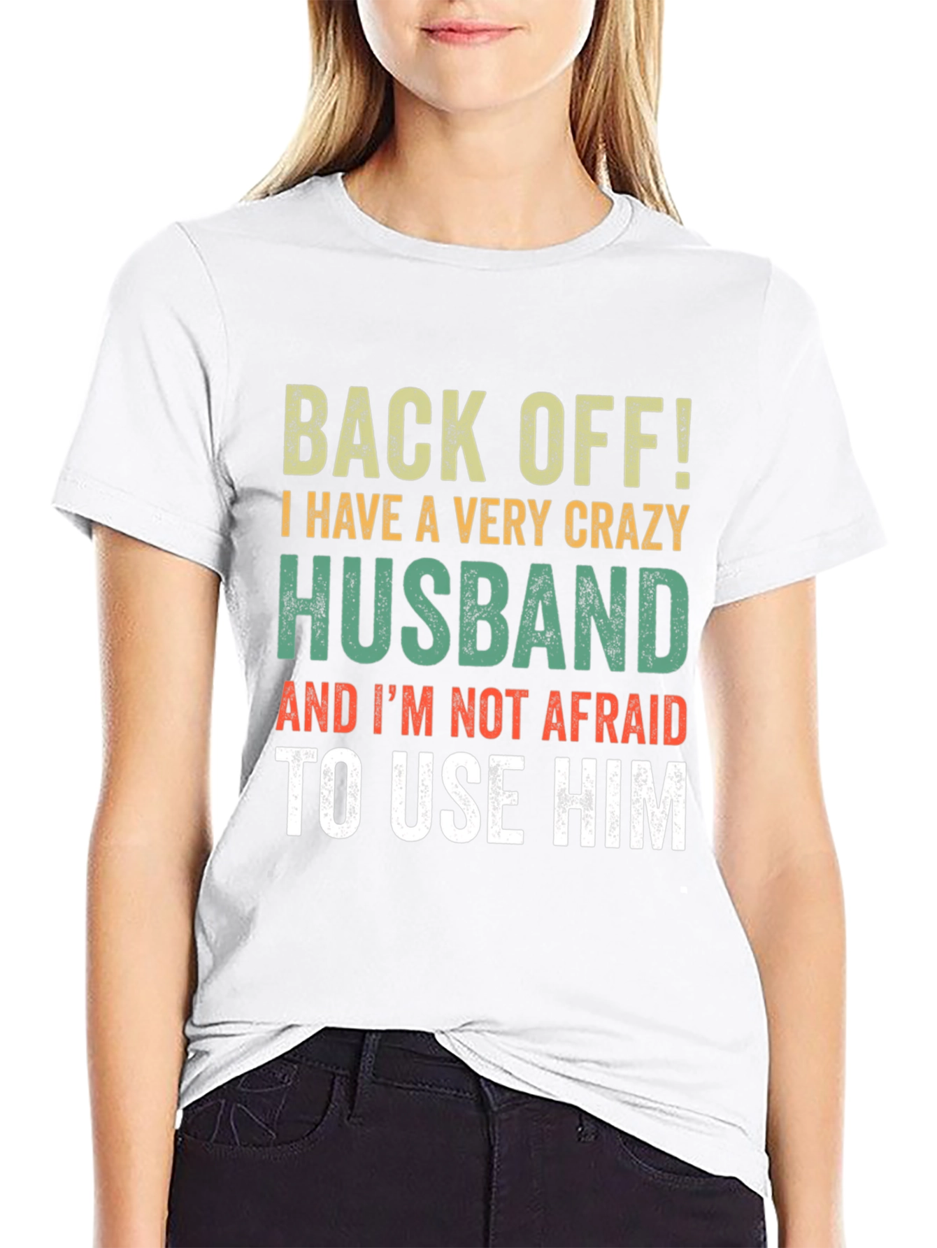 Black Crazy Husband T-Shirt: Back Off Slogan Tee view 9