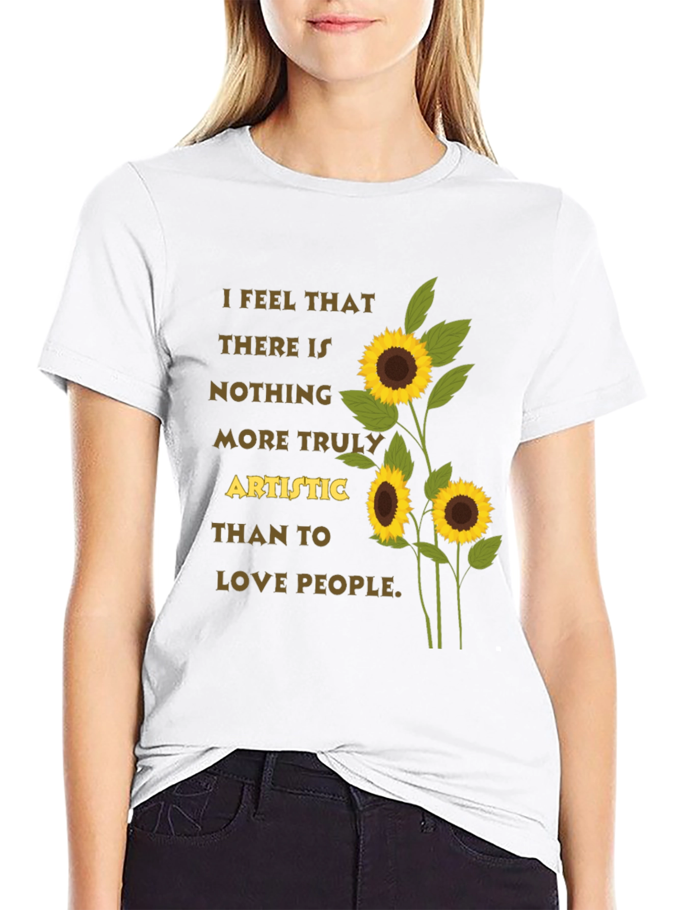 Black Artistic Sunflower T-Shirt - Love People Tee view 9