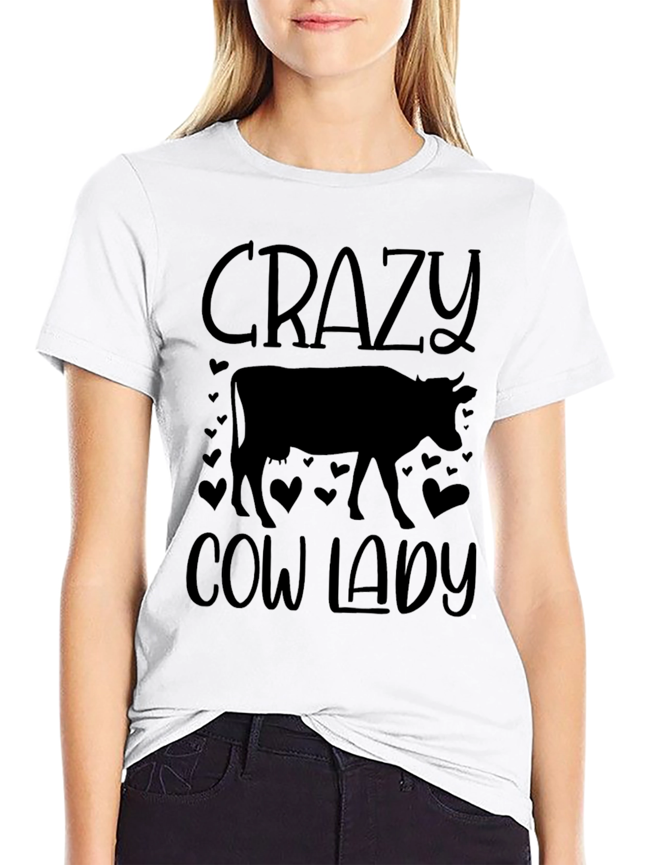 Black Crazy Cow Lady Graphic Tee view 9