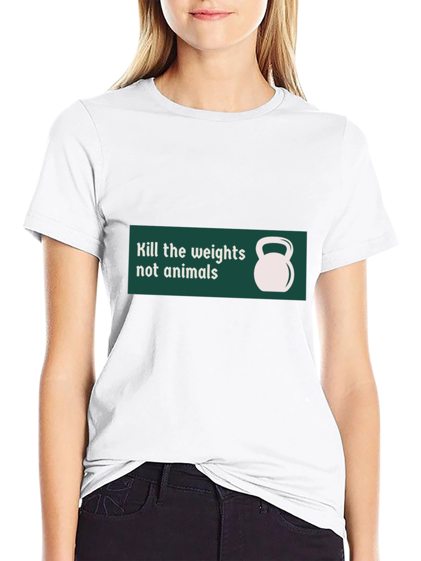 Black Vegan Workout T-Shirt - Kill the Weights, Not Animals view 9
