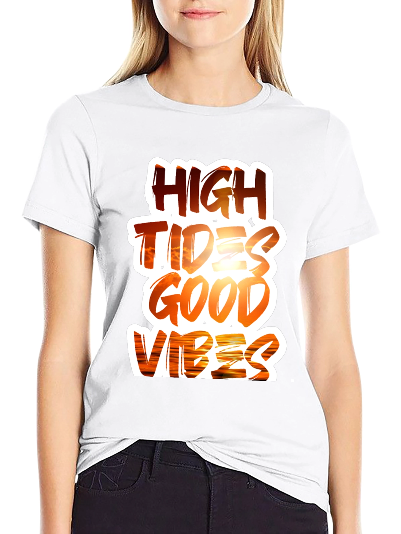 Black High Tides Good Vibes Graphic Tee view 9