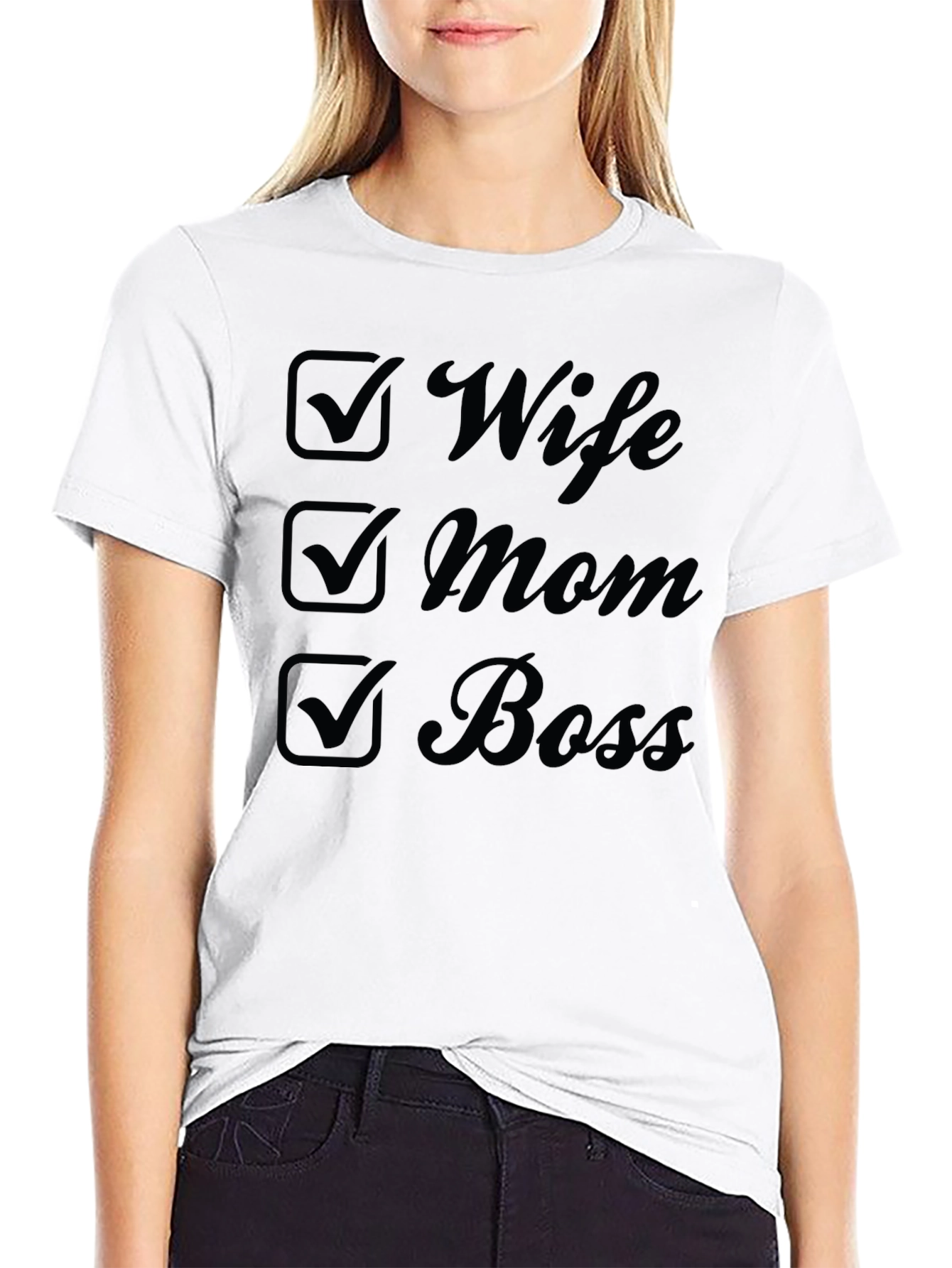 Black Wife, Mom, Boss Black T-Shirt view 9