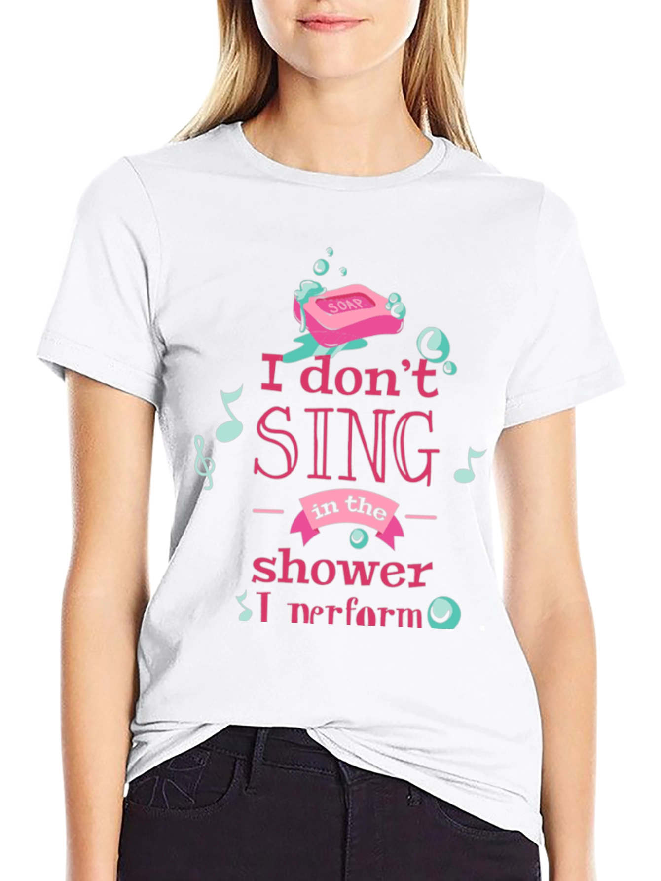 Black Shower Singer T-Shirt - "I Perform" Graphic Tee view 9