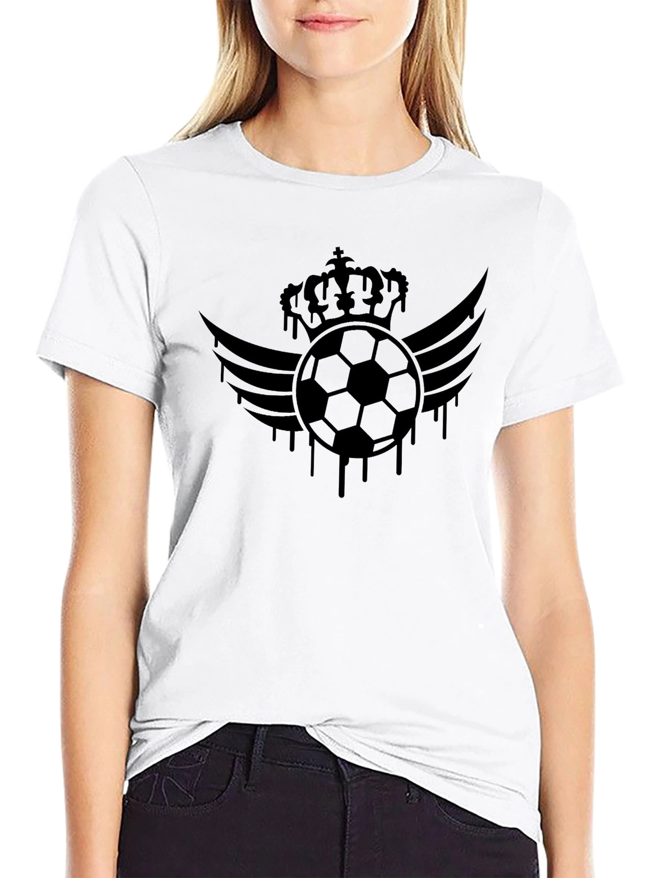 Black Men's Black Soccer Crown Graphic Tee view 9