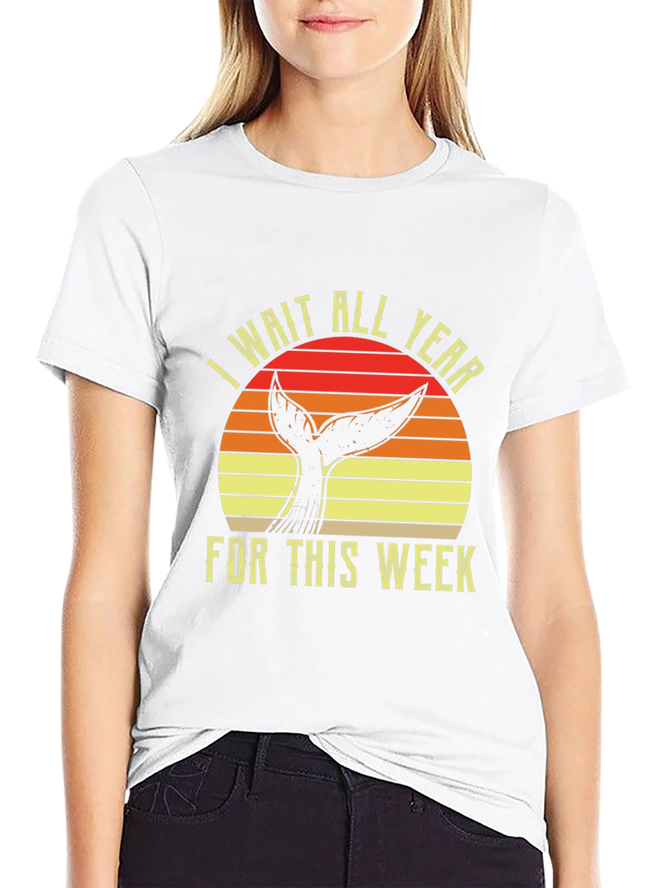 Black Whale Tail T-Shirt - I Wait All Year For This Week view 9