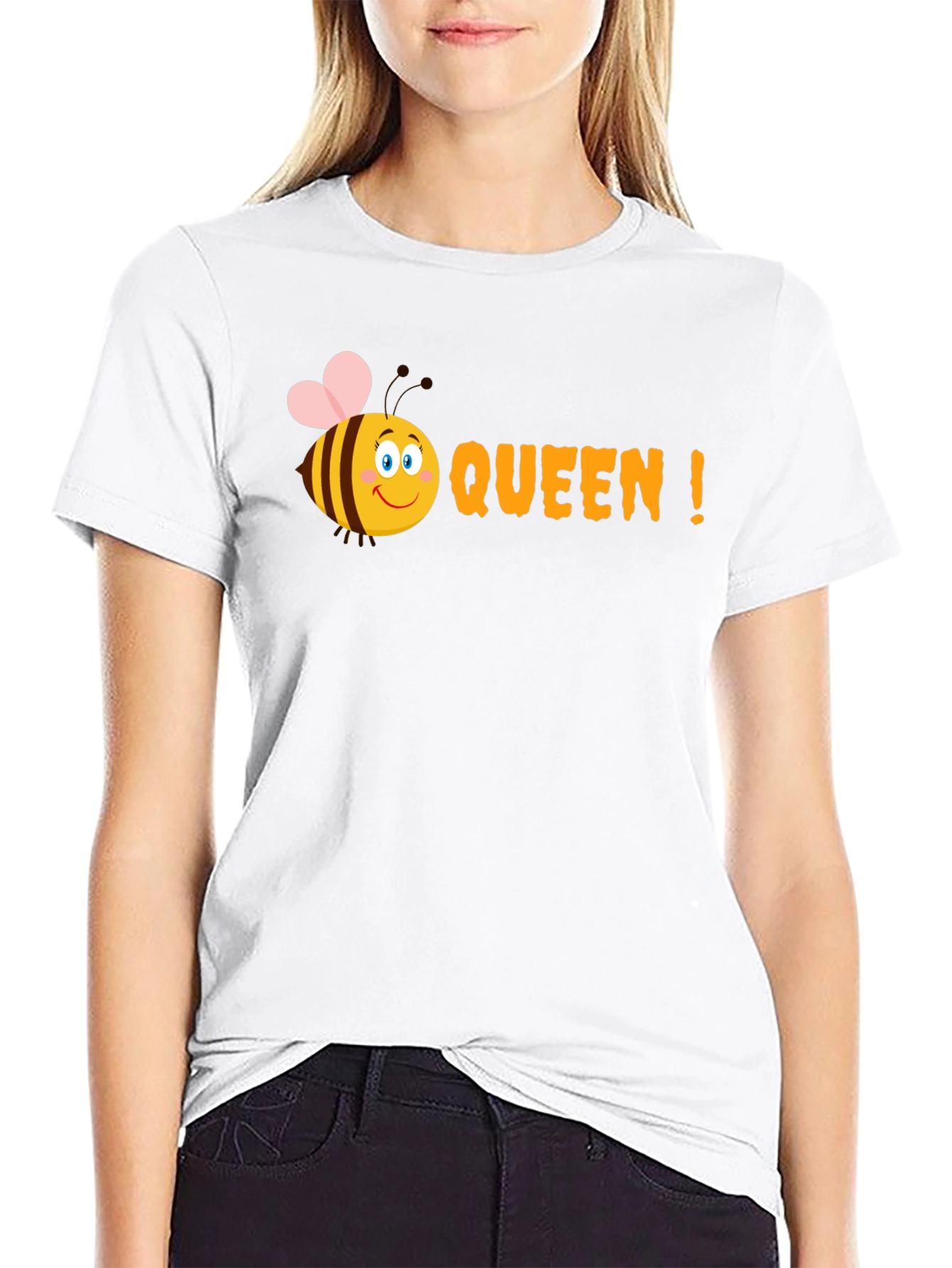 Black Queen Bee Graphic Tee - Black Cotton T-Shirt view 9