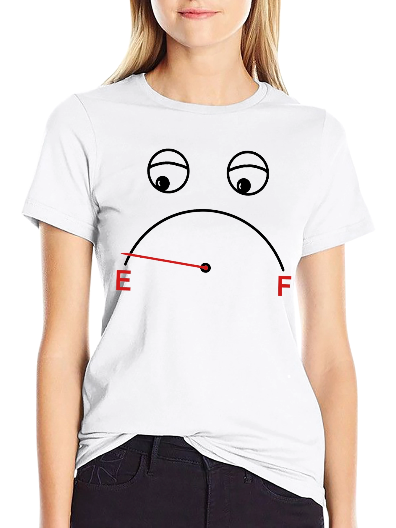 Black Sad Empty Gauge Black T-Shirt view 9