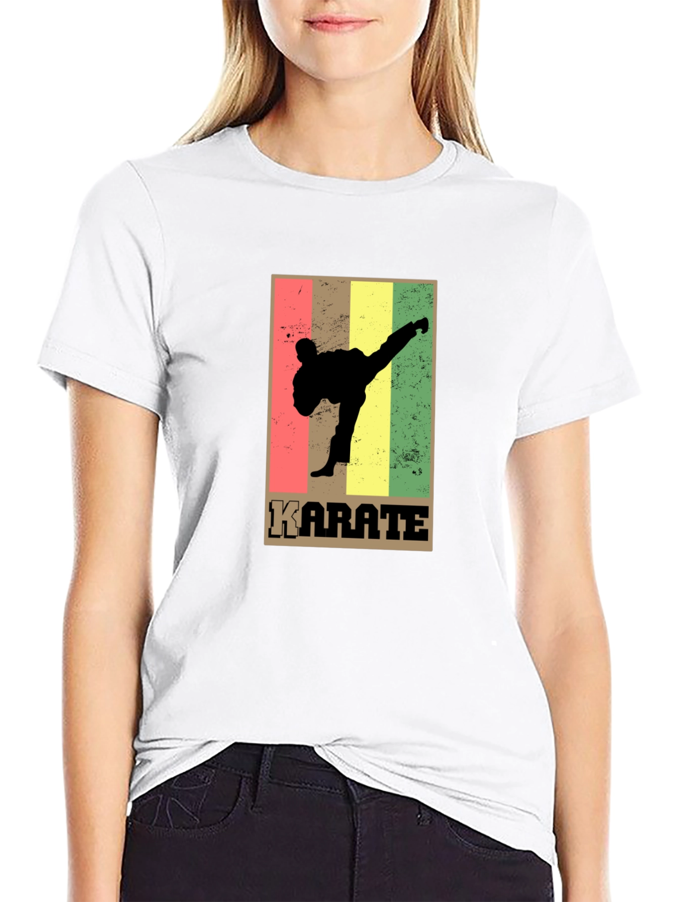 Black Karate Retro Style Graphic T-Shirt view 9