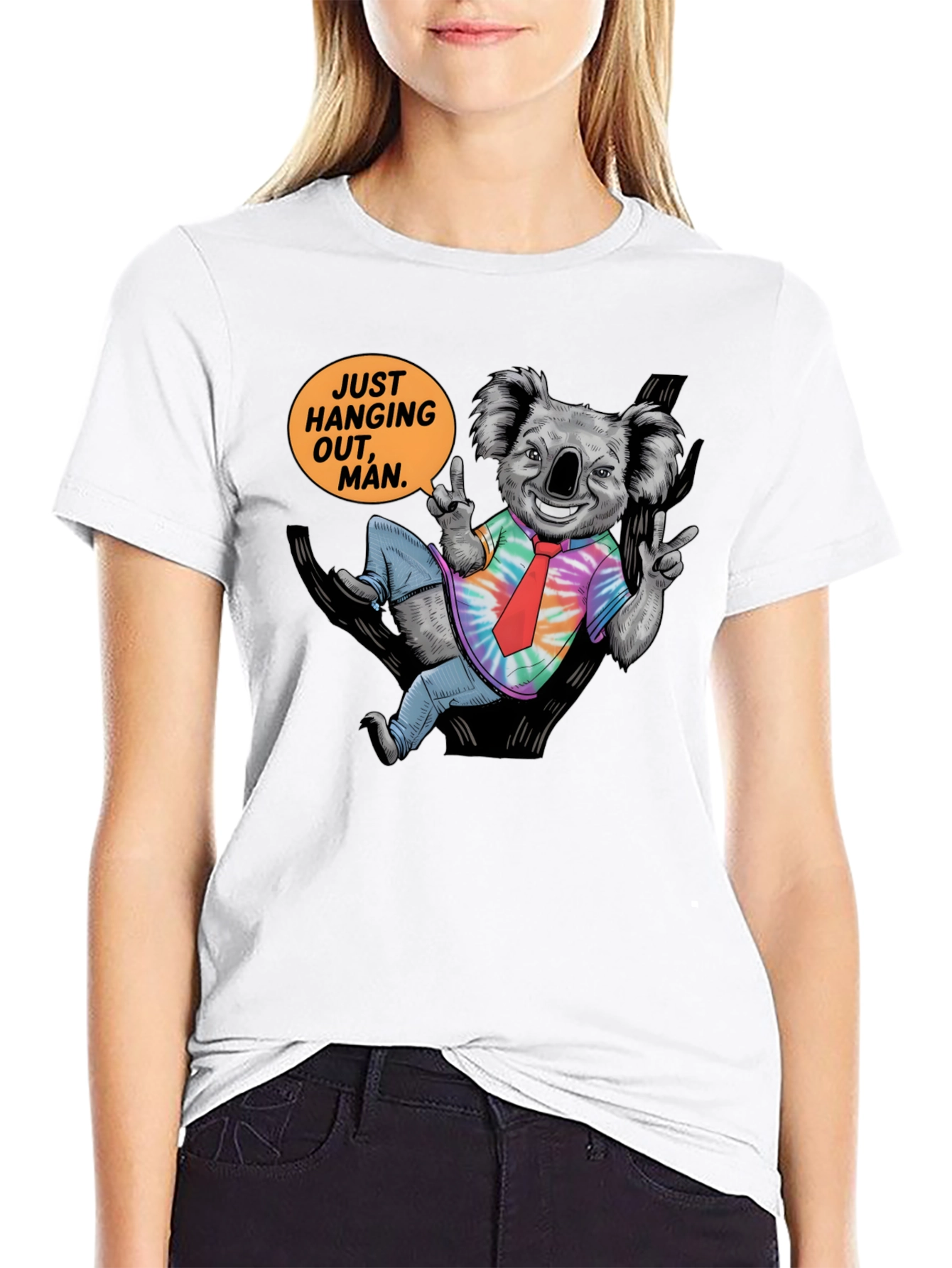 Black Cool Koala T-Shirt - Just Hanging Out, Man! view 9
