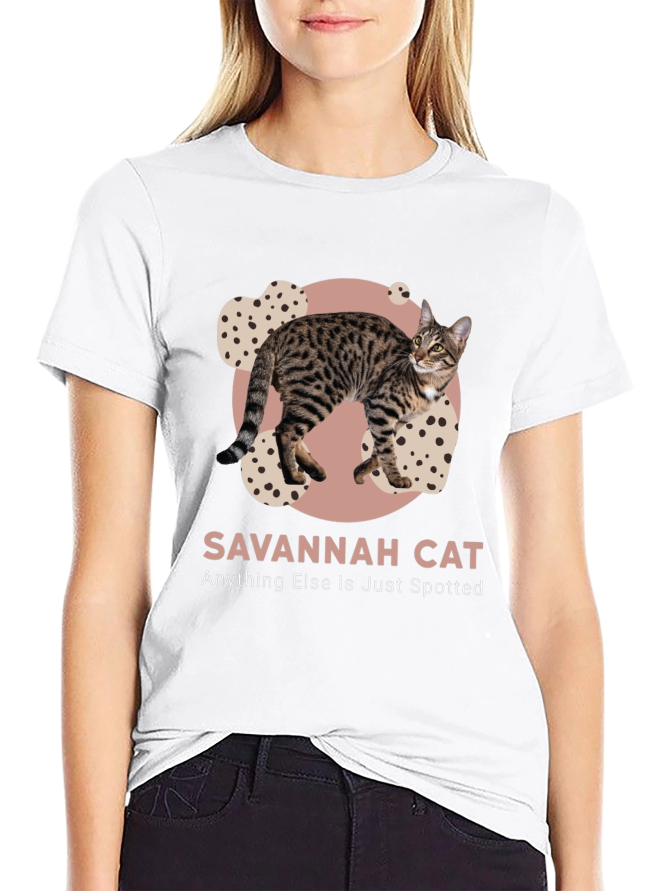 Black Savannah Cat Spotted T-Shirt - Unique Design view 9