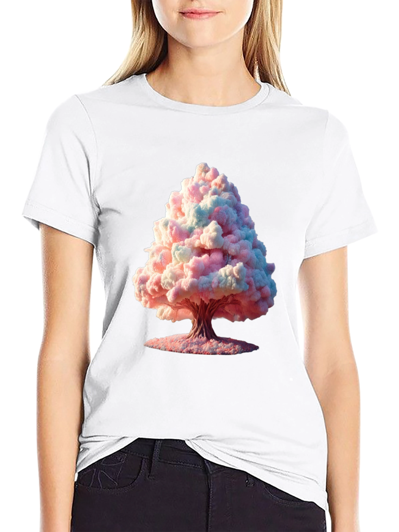 Black Cotton Candy Tree Graphic Black Tee view 9