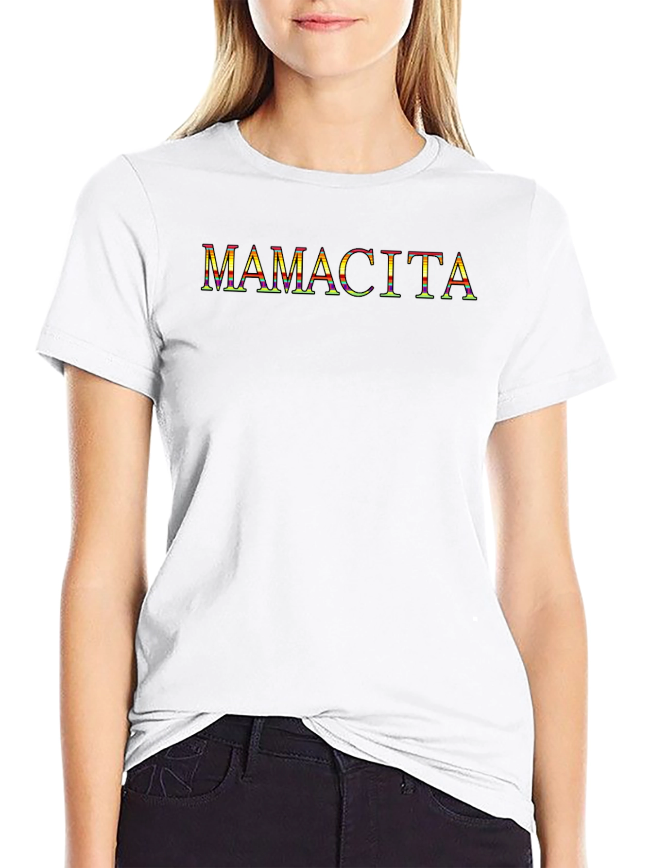 Black Mamacita Colorful Graphic Tee - Black Cotton Blend view 9
