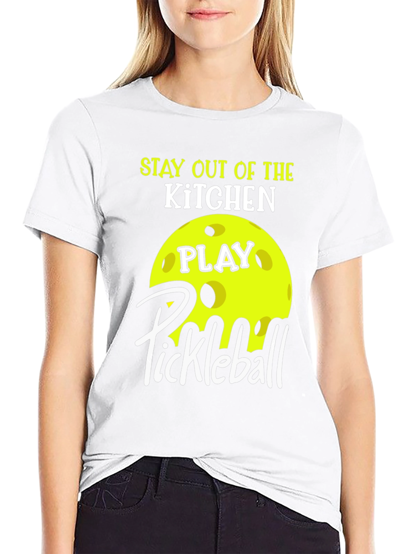 Black Stay Out of the Kitchen Pickleball T-Shirt view 9