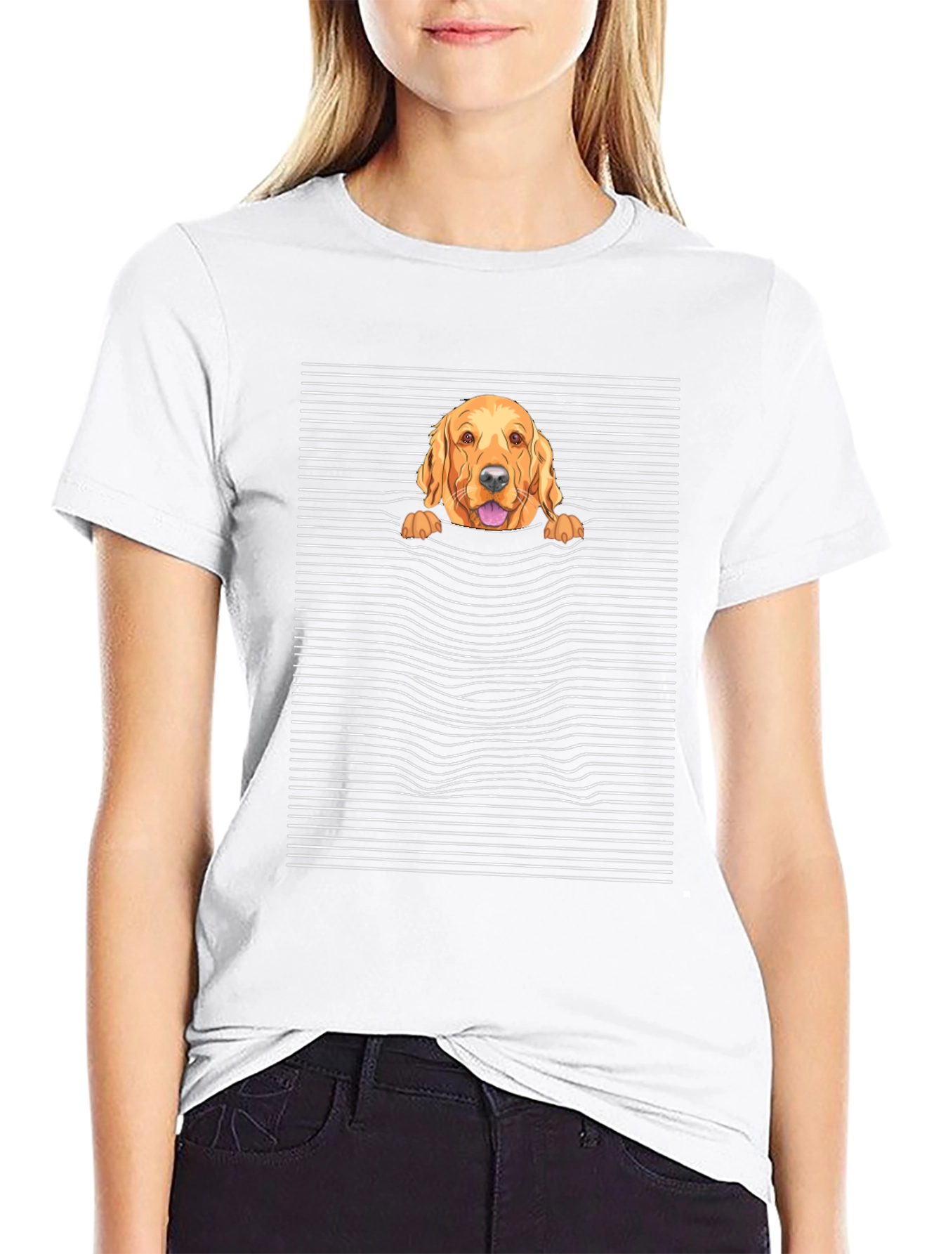 Black Golden Retriever Peek-a-Boo T-Shirt view 9