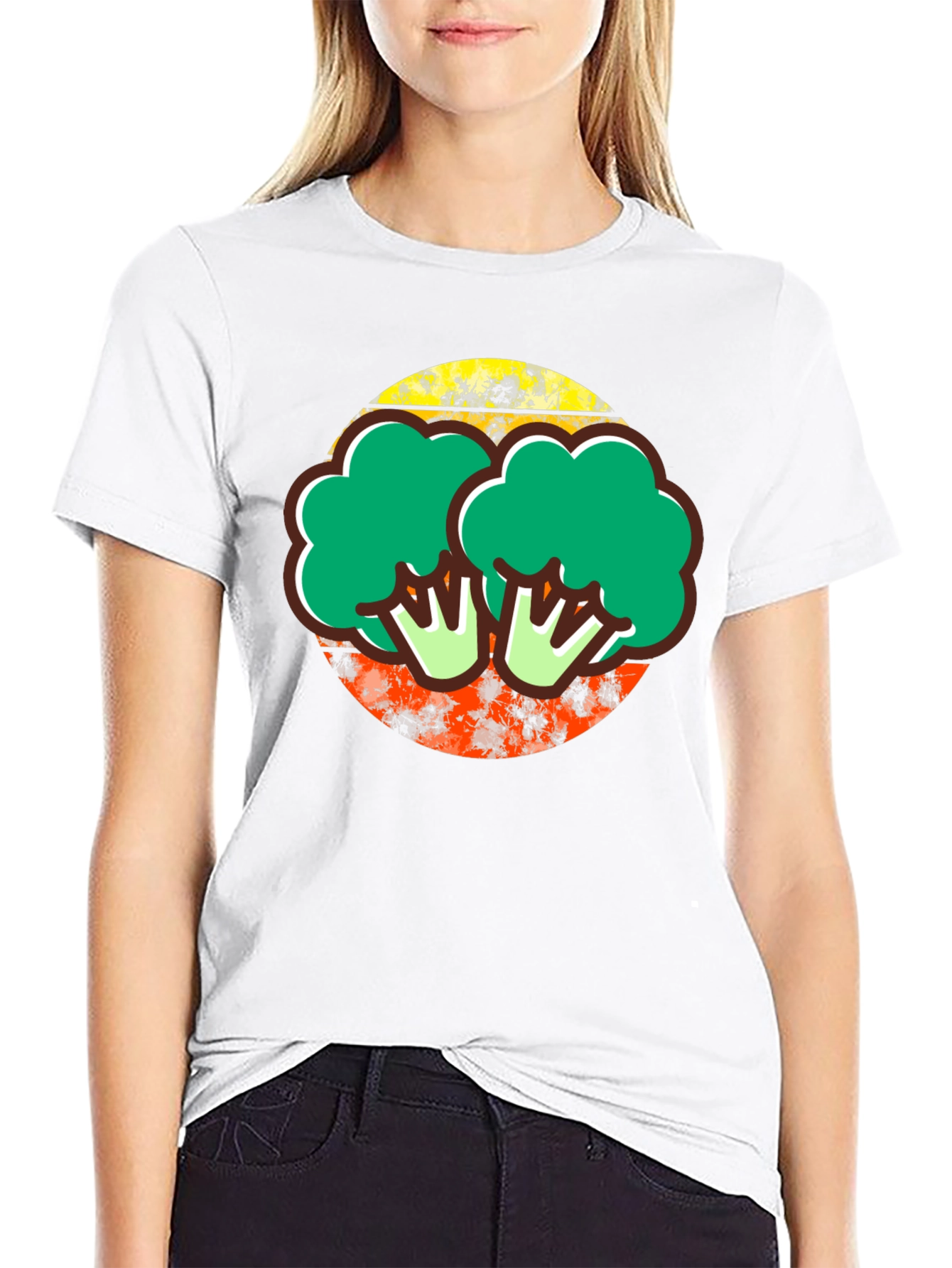 Black Broccoli Graphic Tee - Quirky Foodie T-Shirt view 9