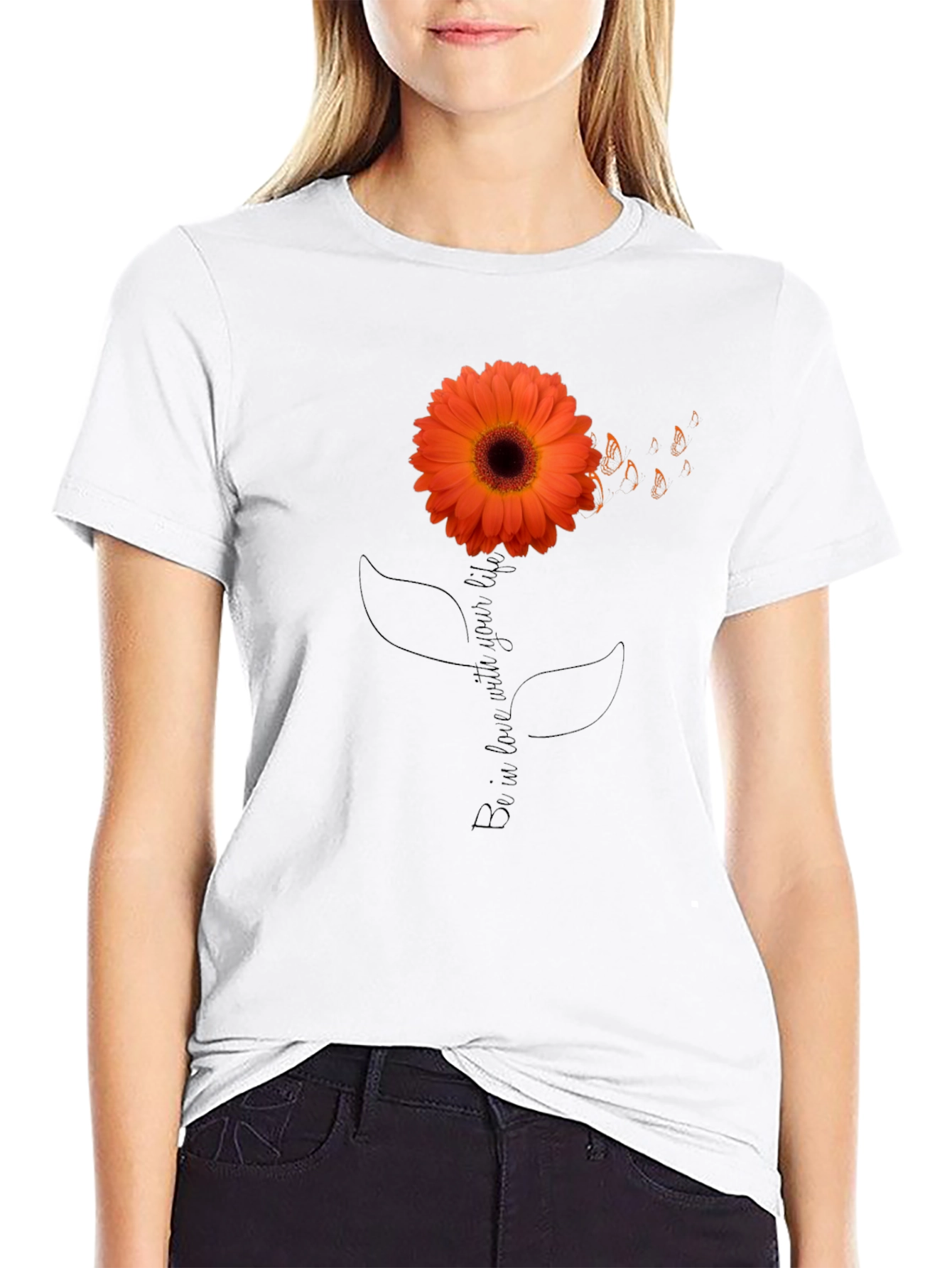 Black Sunflower Graphic Tee - Black Cotton T-Shirt view 9