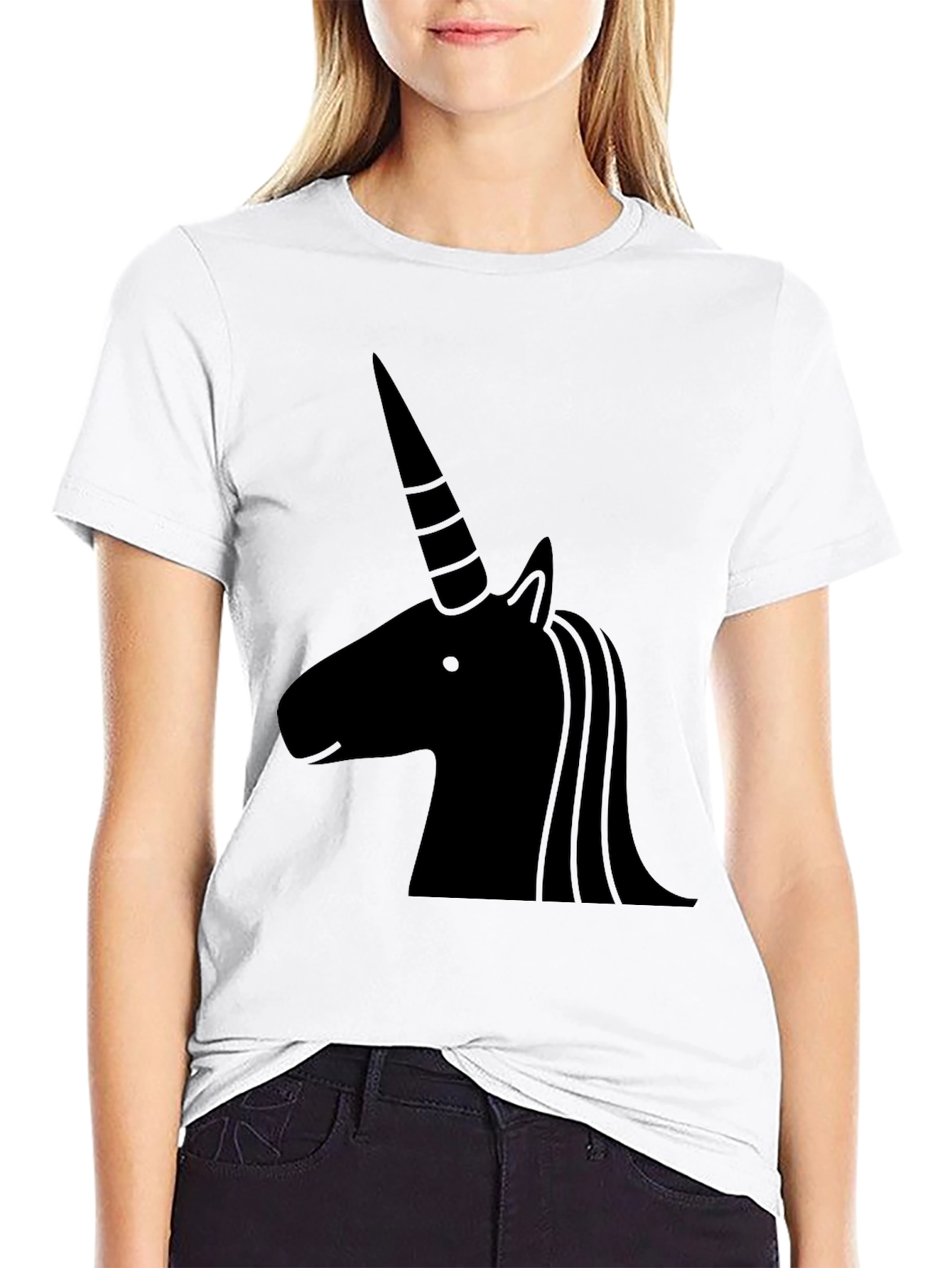 Black Unicorn Silhouette Black T-Shirt view 9
