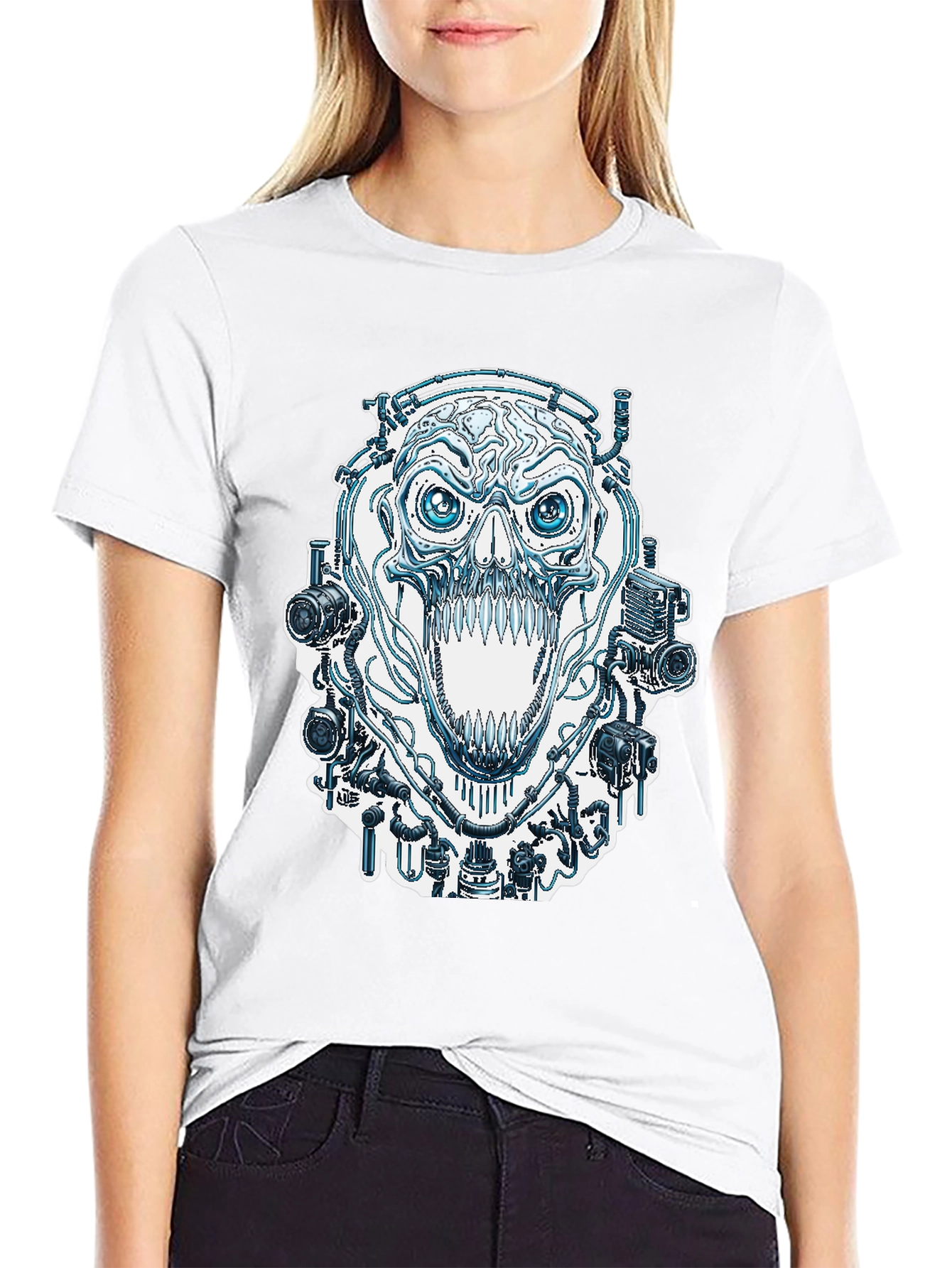 Black Steampunk Skull T-Shirt - Edgy Graphic Tee view 9