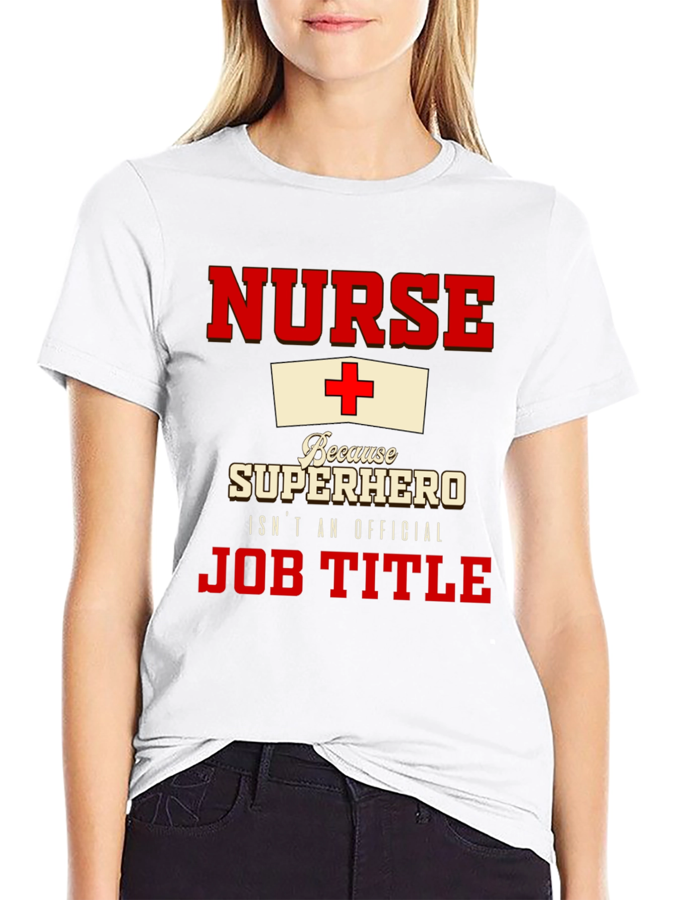 Black Nurse Superhero T-Shirt - Official Job Title view 9