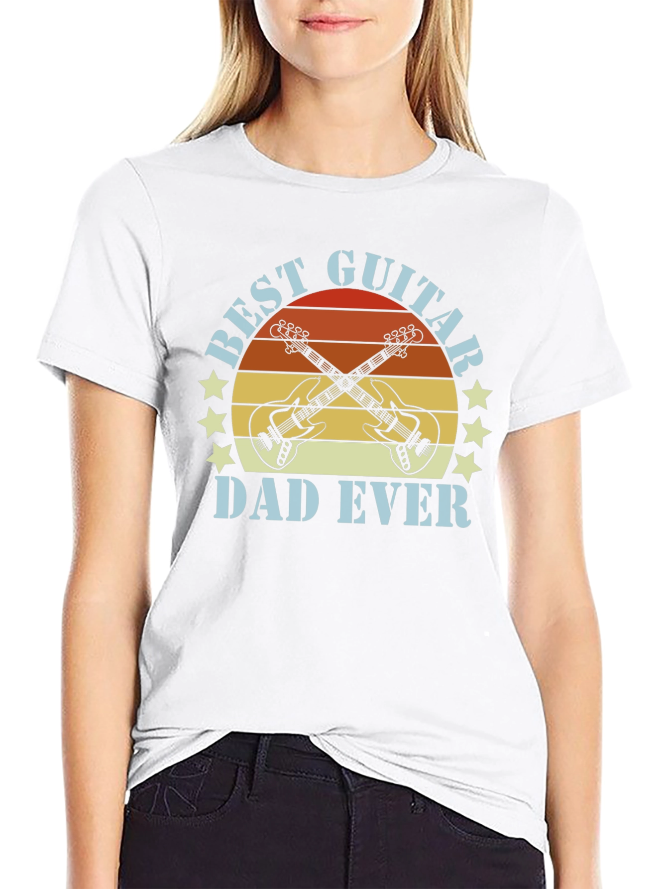 Black Best Guitar Dad Ever T-Shirt view 9