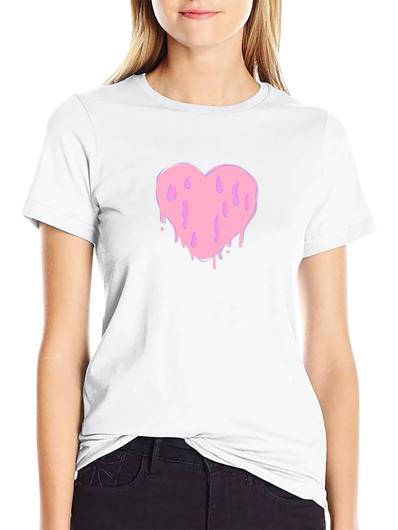 Black Melting Heart Graphic Black Tee view 9