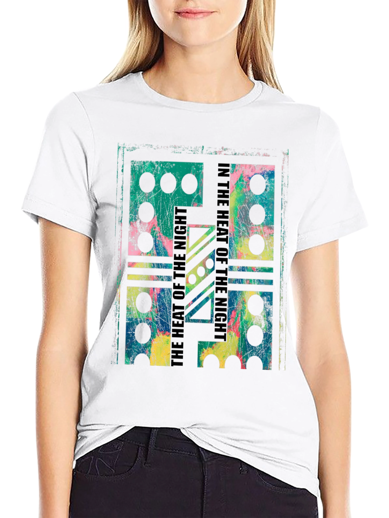 Black Abstract Domino T-Shirt - Heat of the Night Design view 9