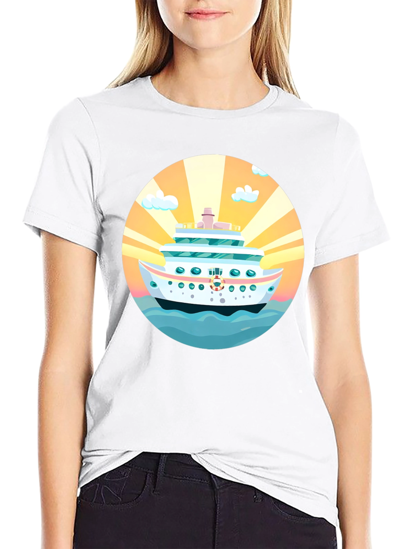 Black Cruise Ship Graphic Tee - Sun, Sea, Style! view 9