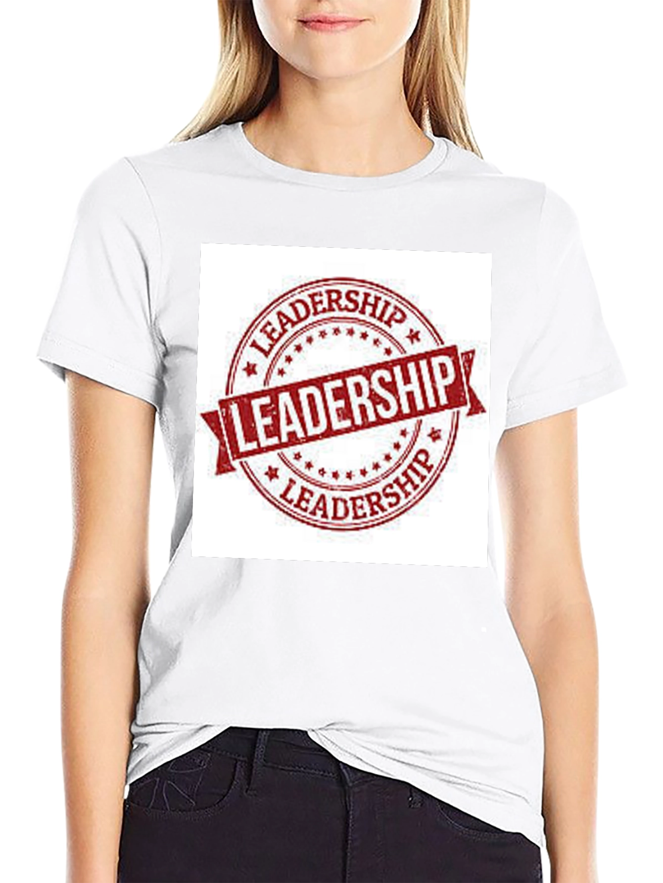 Black Leadership Stamp Graphic Tee - Black Cotton T-Shirt view 9