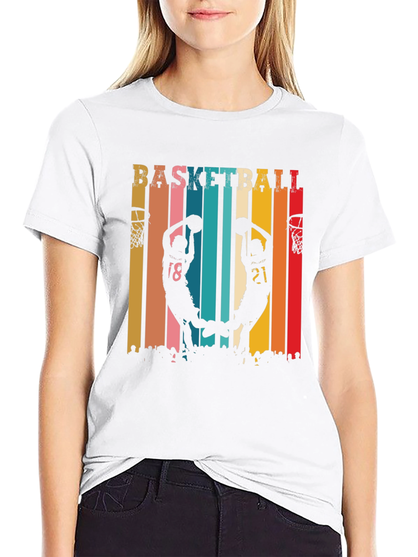 Black Basketball Silhouette Graphic Tee - Retro Style view 9