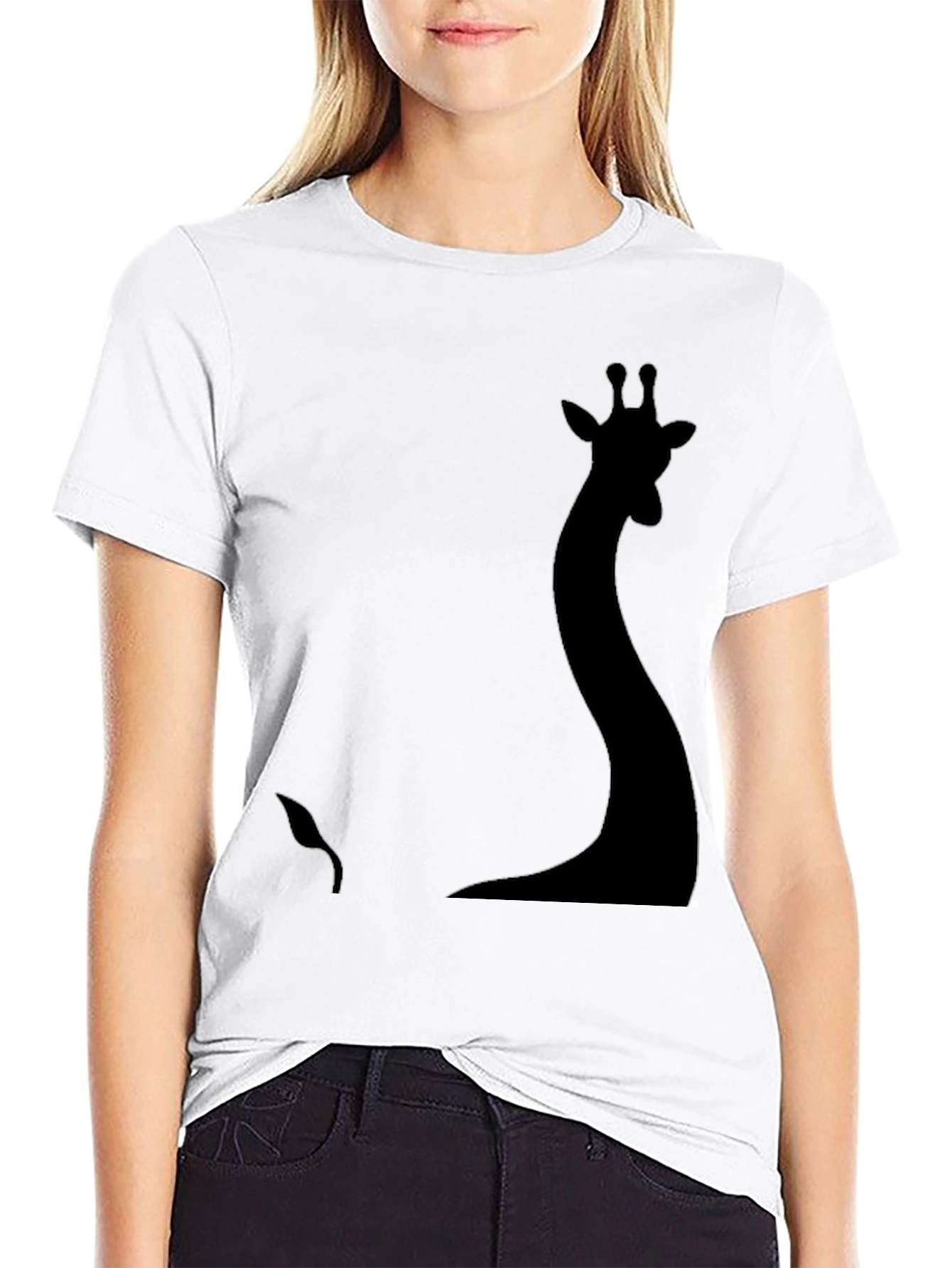 Black Silhouette Giraffe Graphic Tee - Black view 9