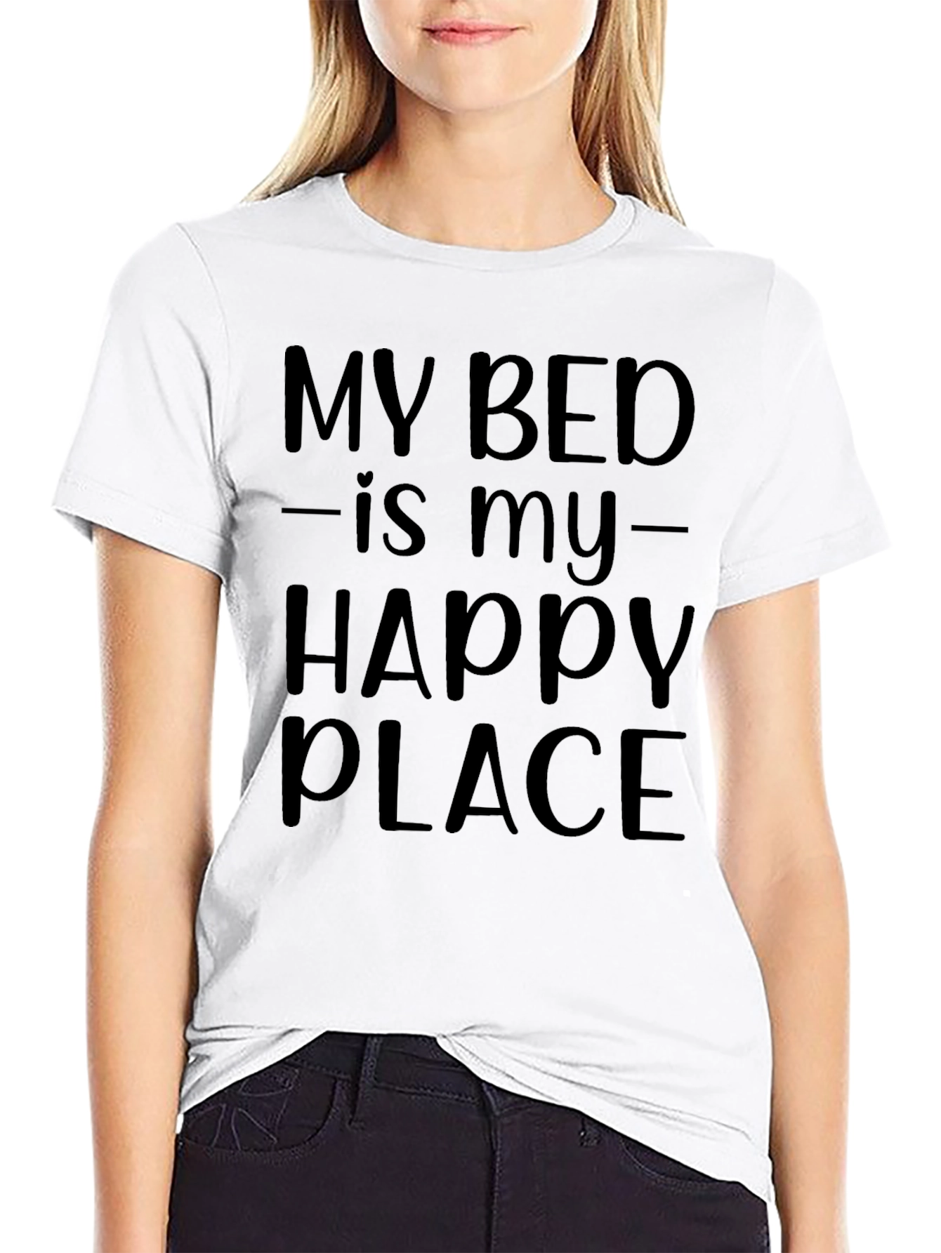Black My Bed Is My Happy Place Graphic Tee view 9